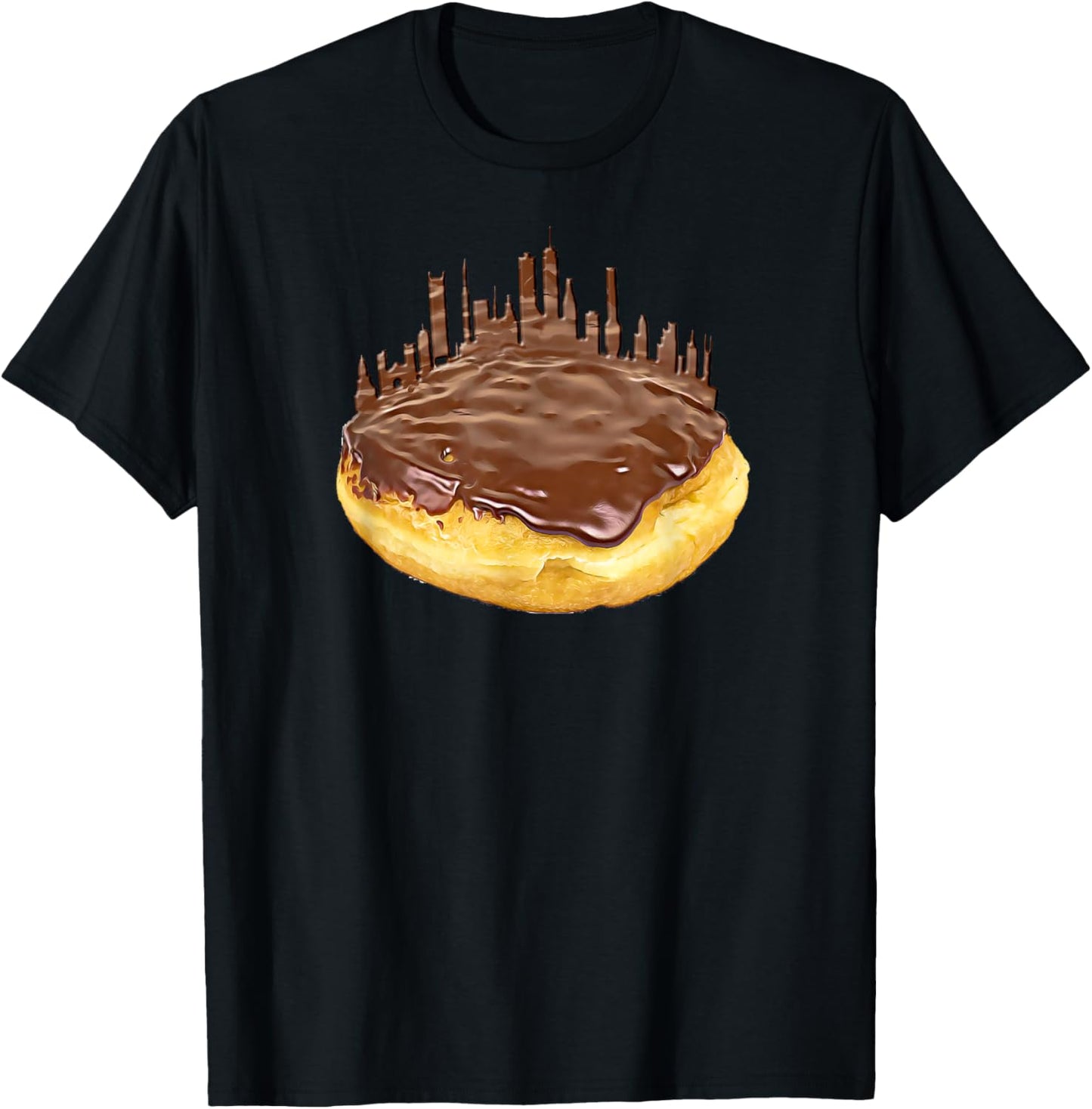 Funny Boston Cream Donut Skyline a Bawston Townie T-Shirt - T-Shirt | Black