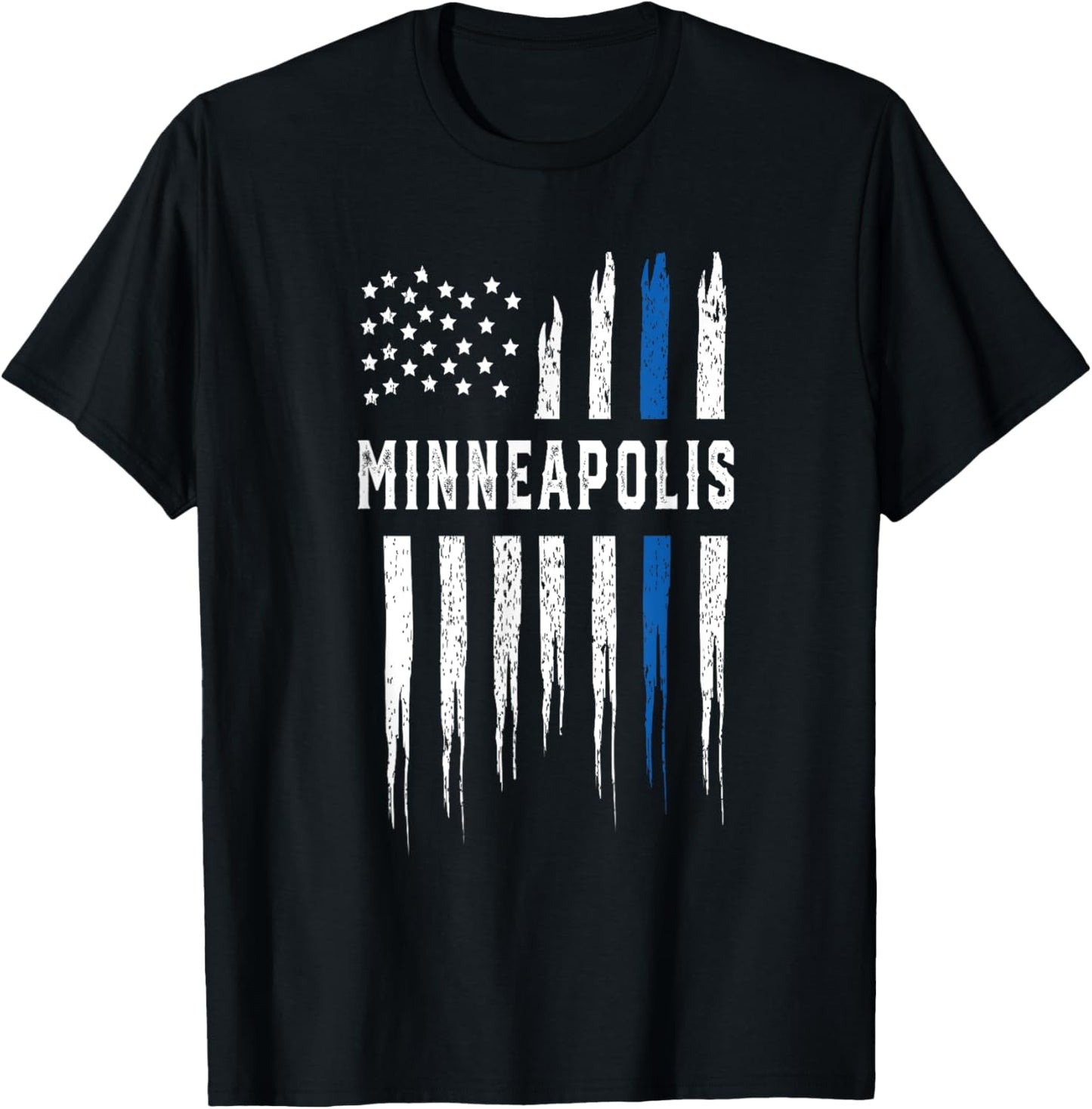 Thin Blue Line Heart Minneapolis Police Officer Minnesota T-Shirt - T-Shirt | Black