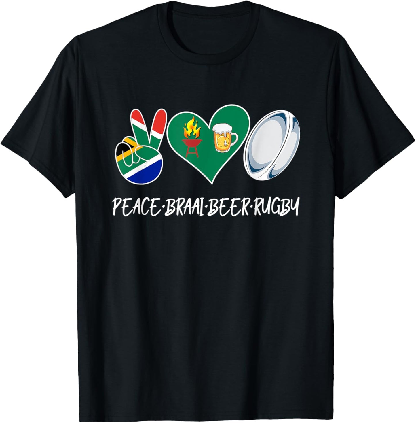 South Africans love peace Braai Beer Rugby Flag Patriotic Women Men T-Shirt - T-Shirt | Black