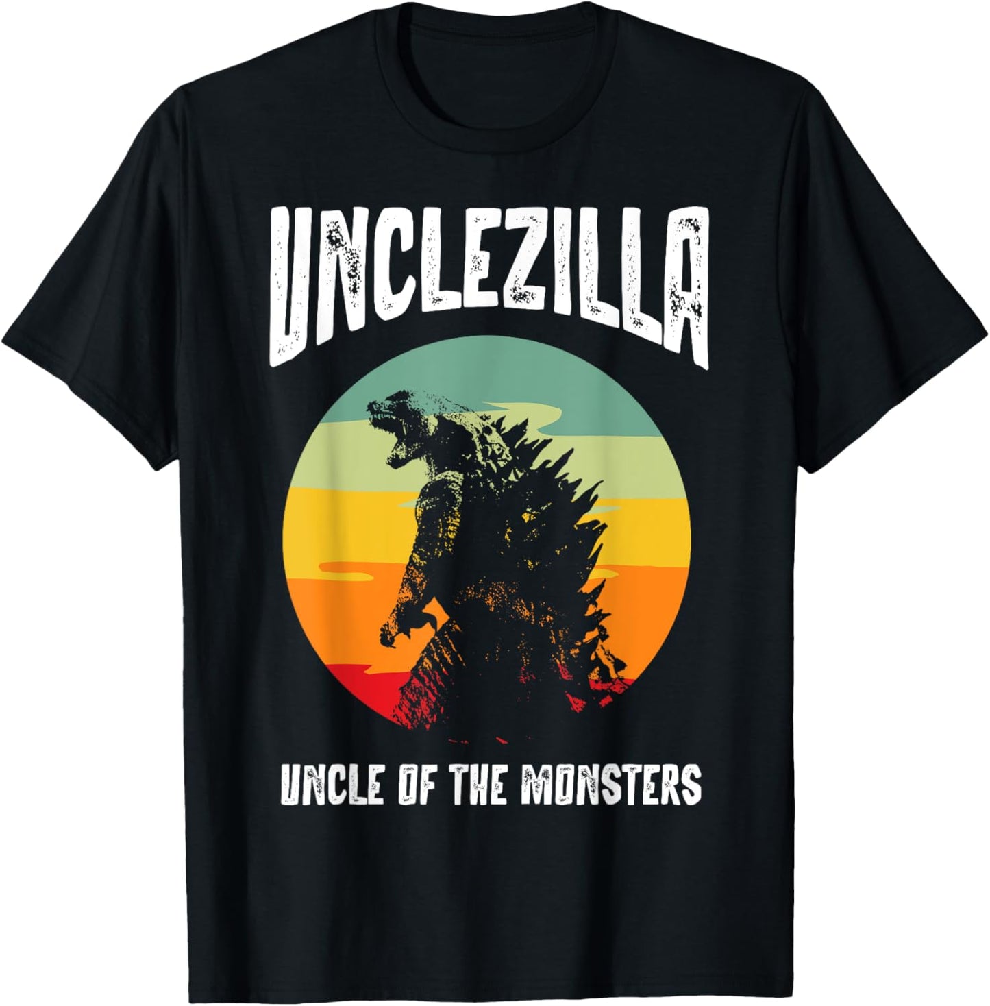 Unclezilla Uncle of The Monsters Retro Vintage Sunset T-Shirt - T-Shirt | Black