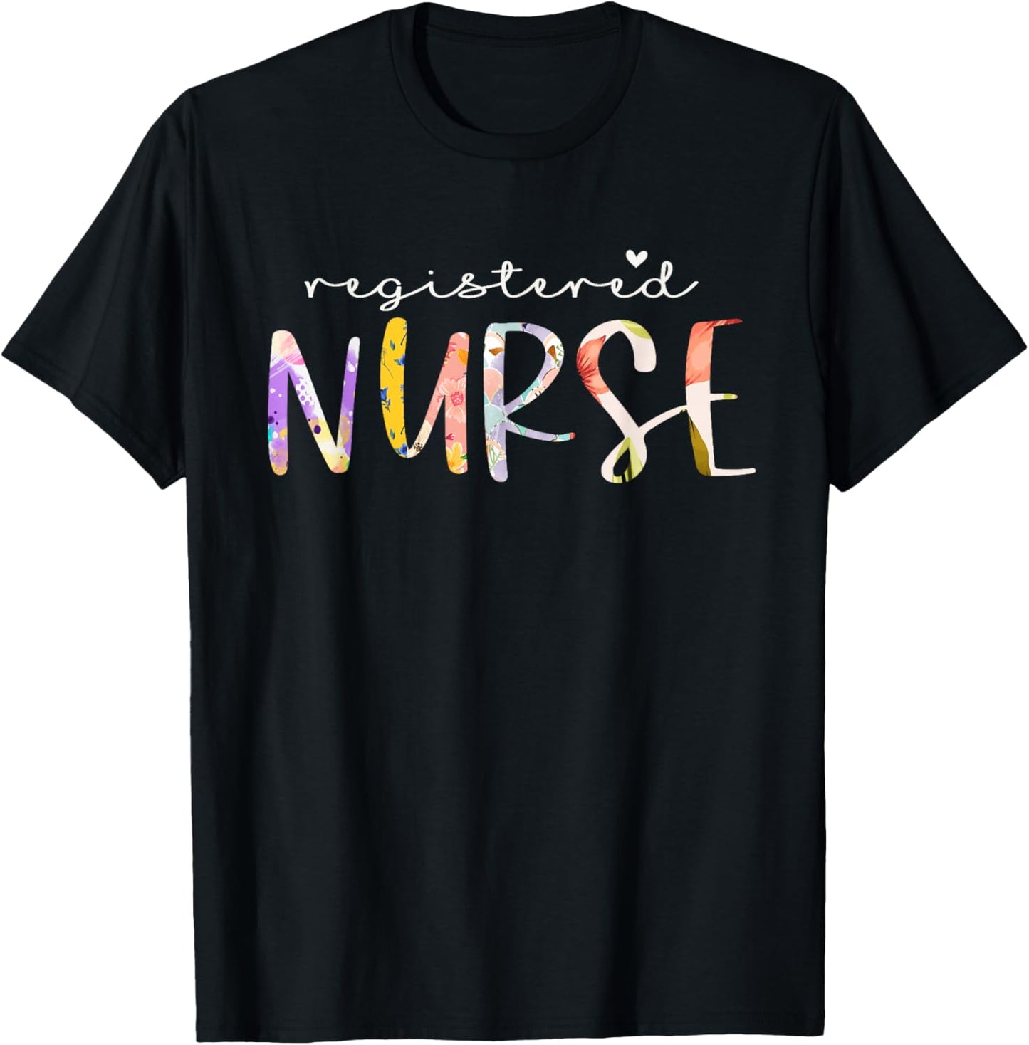 Registered Nurse Cute Floral Design Nursing T-Shirt - T-Shirt | Black