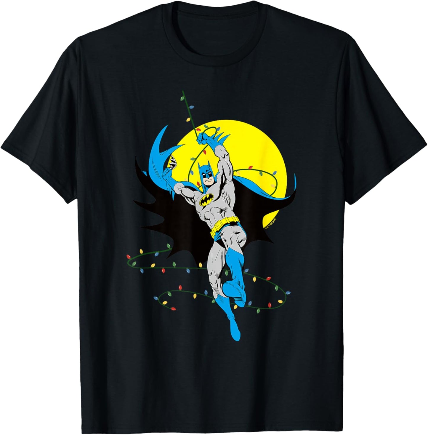 DC Comics Batman Christmas Lights Action Swing T-Shirt - T-Shirt | Black