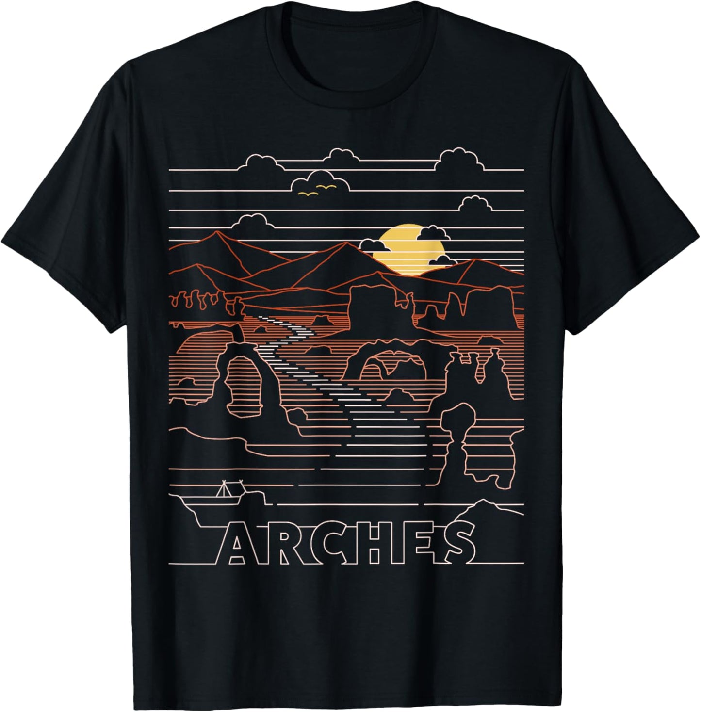 Vintage Retro Arches National Park - Delicate Arch Moab Utah T-Shirt - T-Shirt | Black