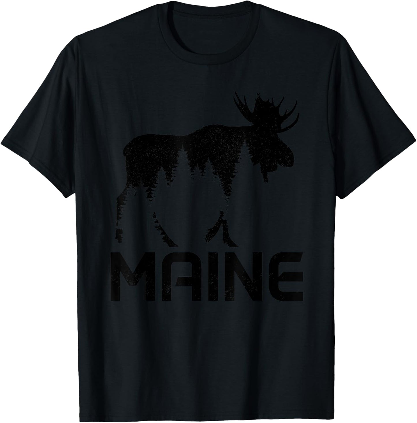 Maine Vintage Moose Souvenir T-Shirt - T-Shirt | Black