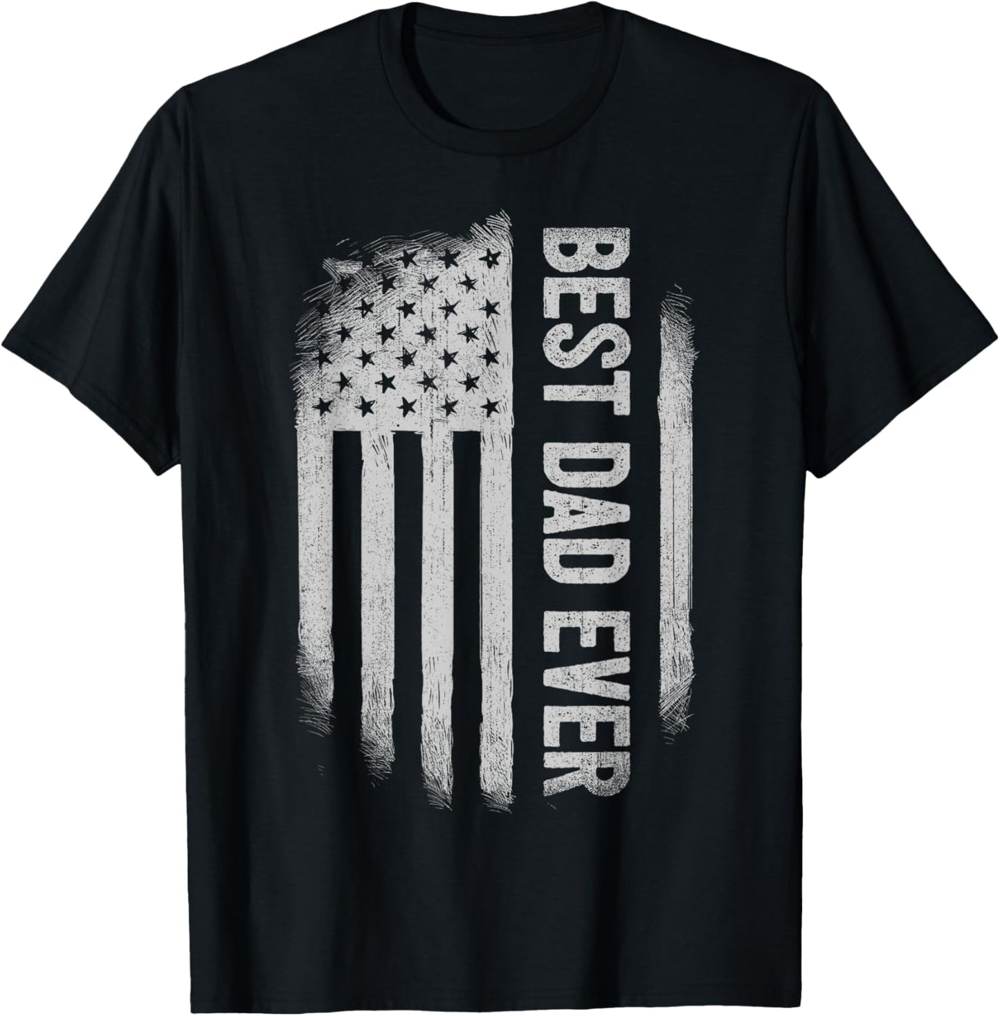 Best Dad Ever Funny Family Father's Day American Flag Men T-Shirt - T-Shirt | Black