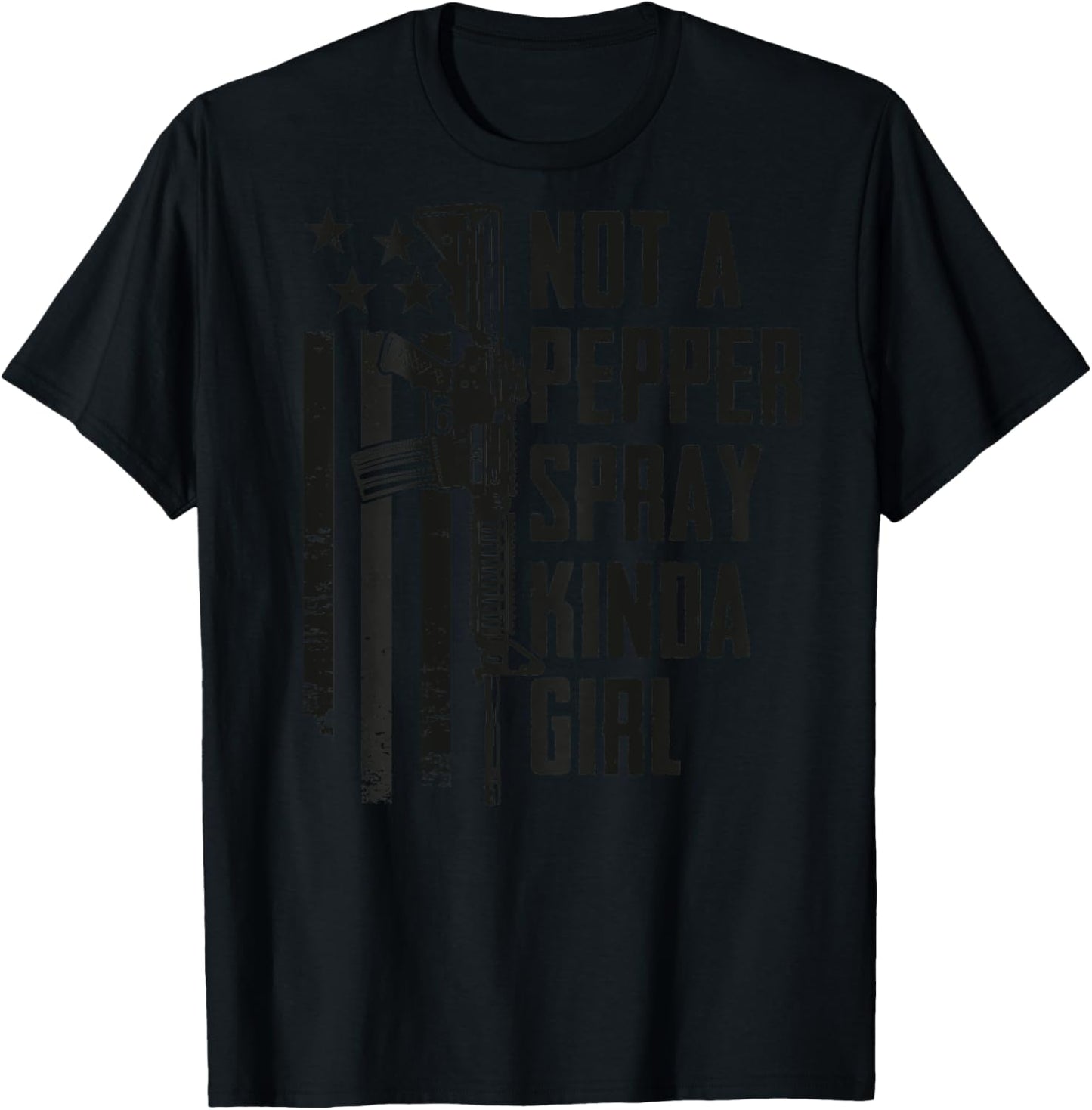 Not A Pepper Spray Kinda Girl - Women Camo USA Gun - ON BACK T-Shirt - T-Shirt | Black