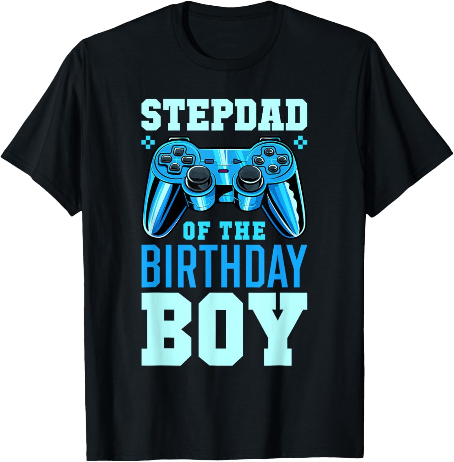 Stepdad of the Birthday Boy Matching Video Gamer Birthday T-Shirt - T-Shirt | Black