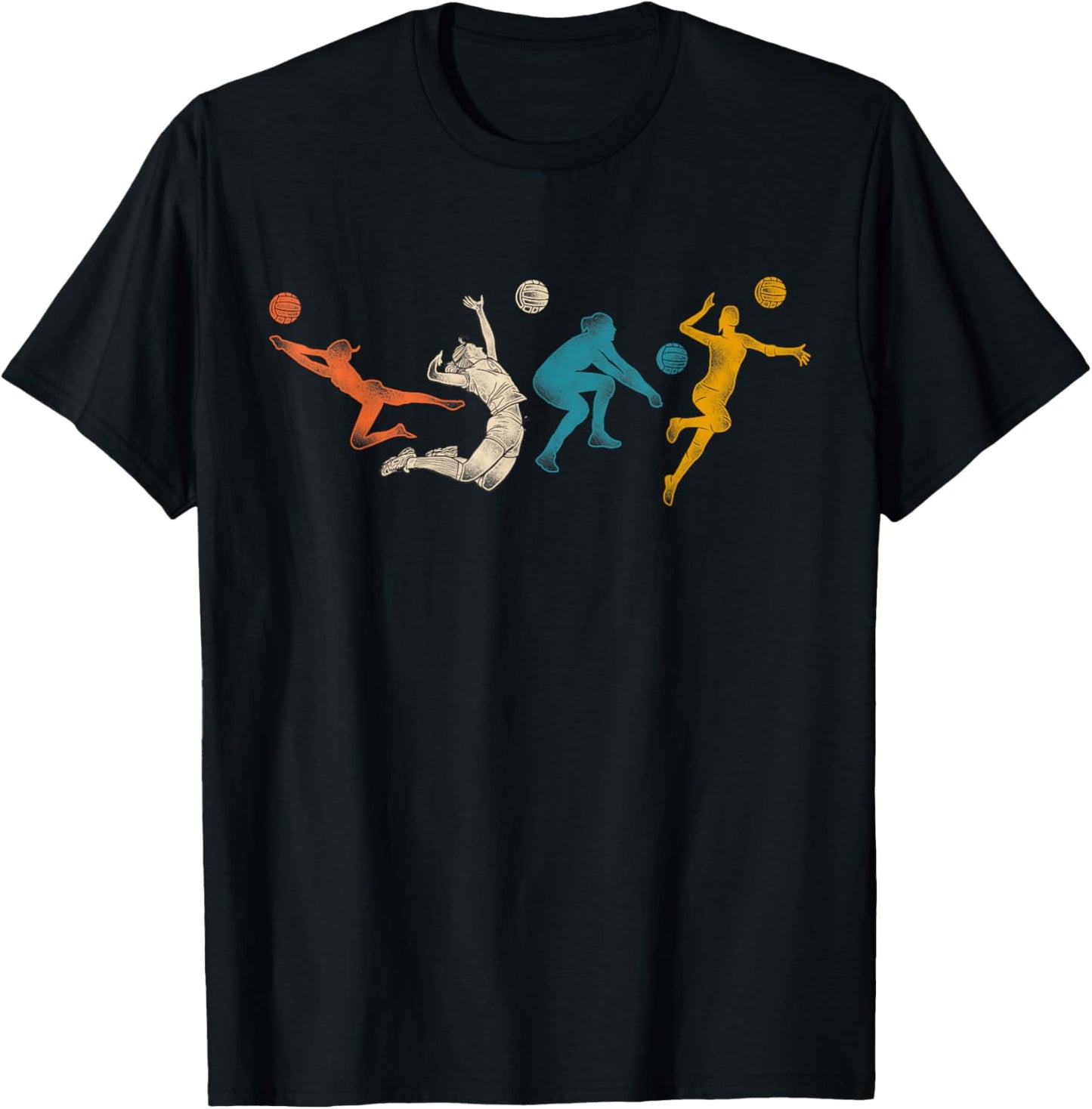 Volleyball Player Team Retro Vintage T-Shirt - T-Shirt | Black