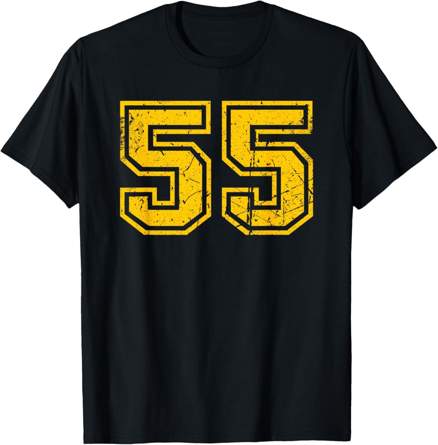 Vintage Number #55 Sports Team Yellow Number T-Shirt - T-Shirt | Black
