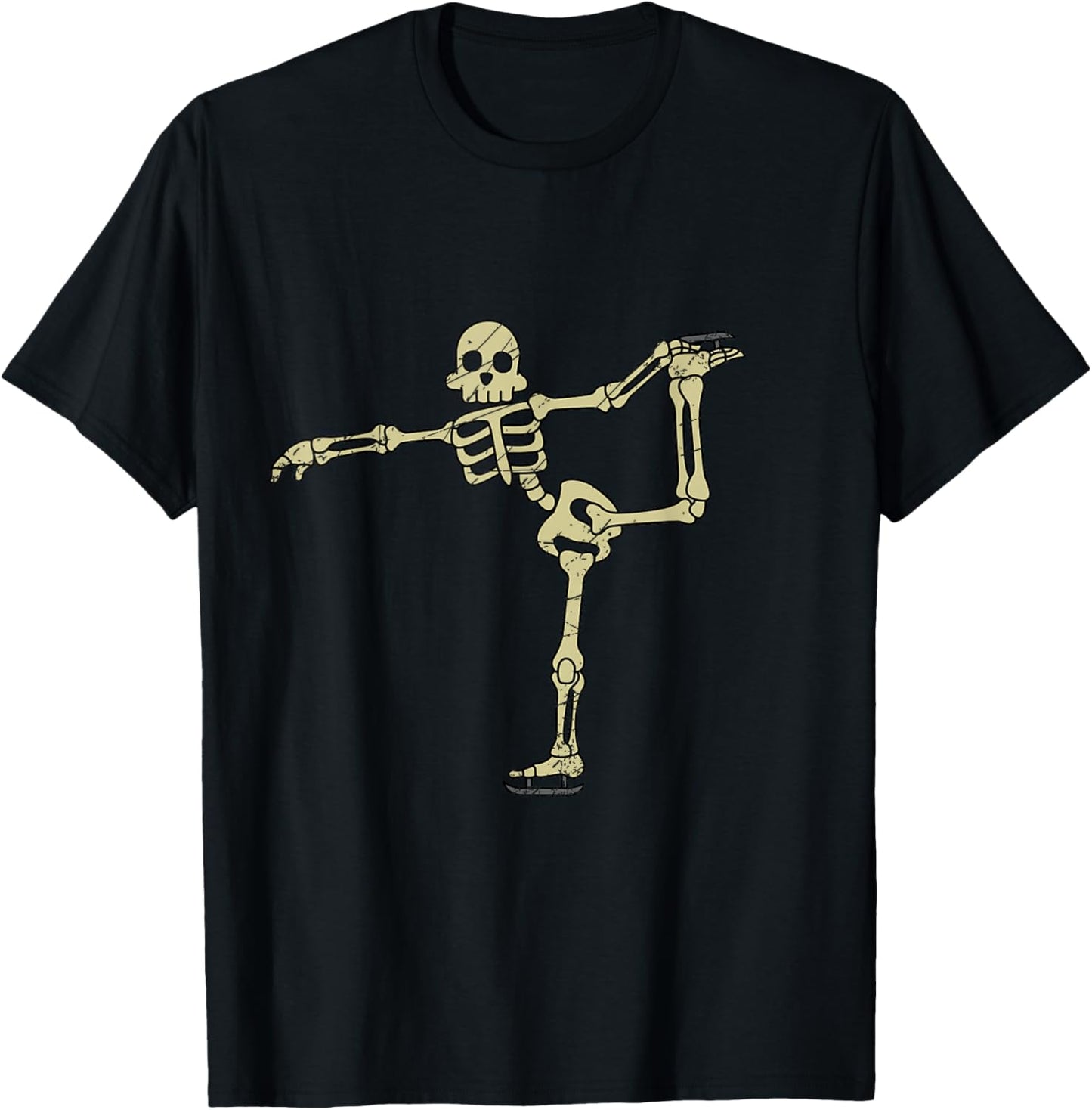 Funny Skeleton Ice Skates Skeleton Halloween Costume T-Shirt - T-Shirt | Black