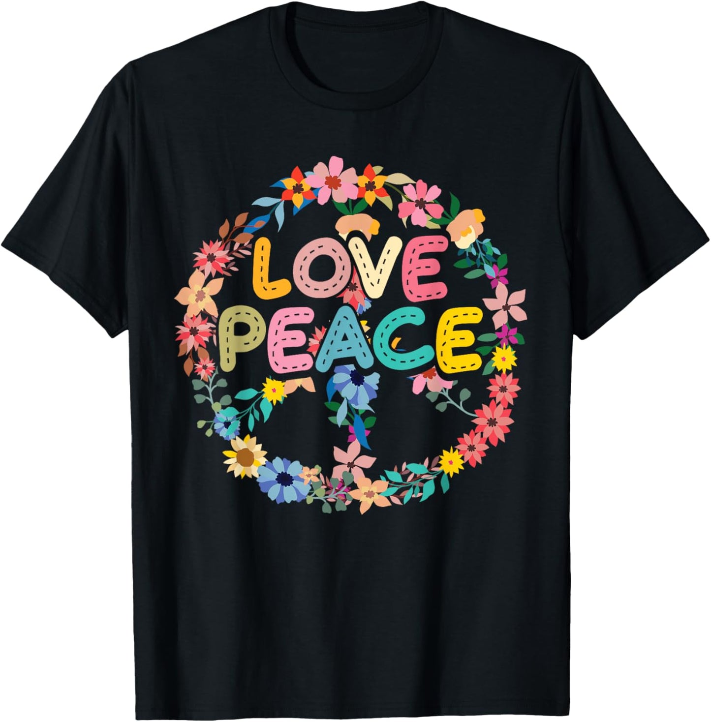 Peace hand tie dye sign of freedom hippie flower child T-Shirt - T-Shirt | Black