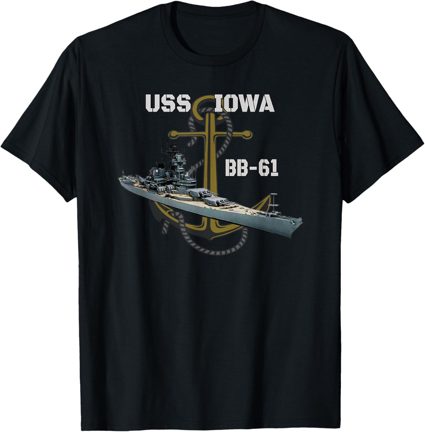 USS Iowa Battleship WW2 American Warship BB-61 Veterans Day T-Shirt - T-Shirt | Black