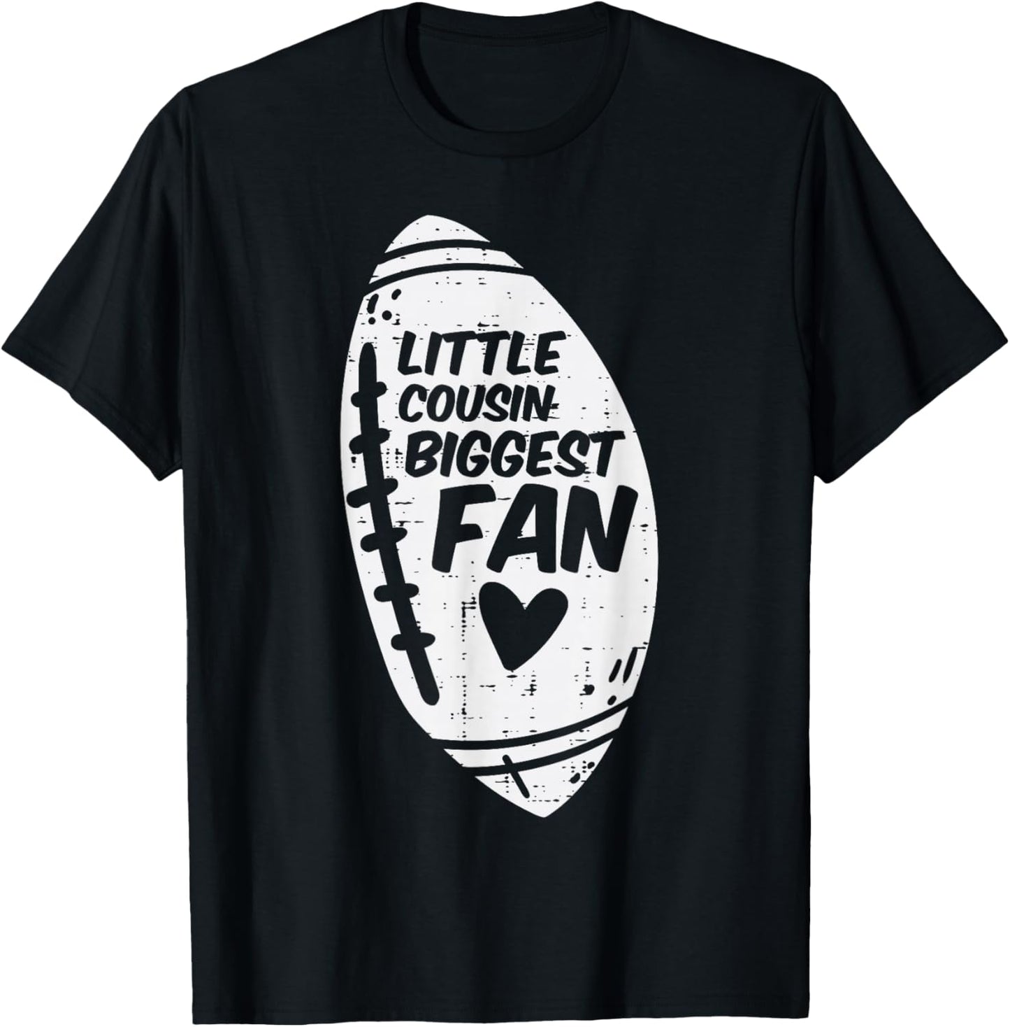 American Football Little Cousin Biggest Fan Family Kids T-Shirt - T-Shirt | Black