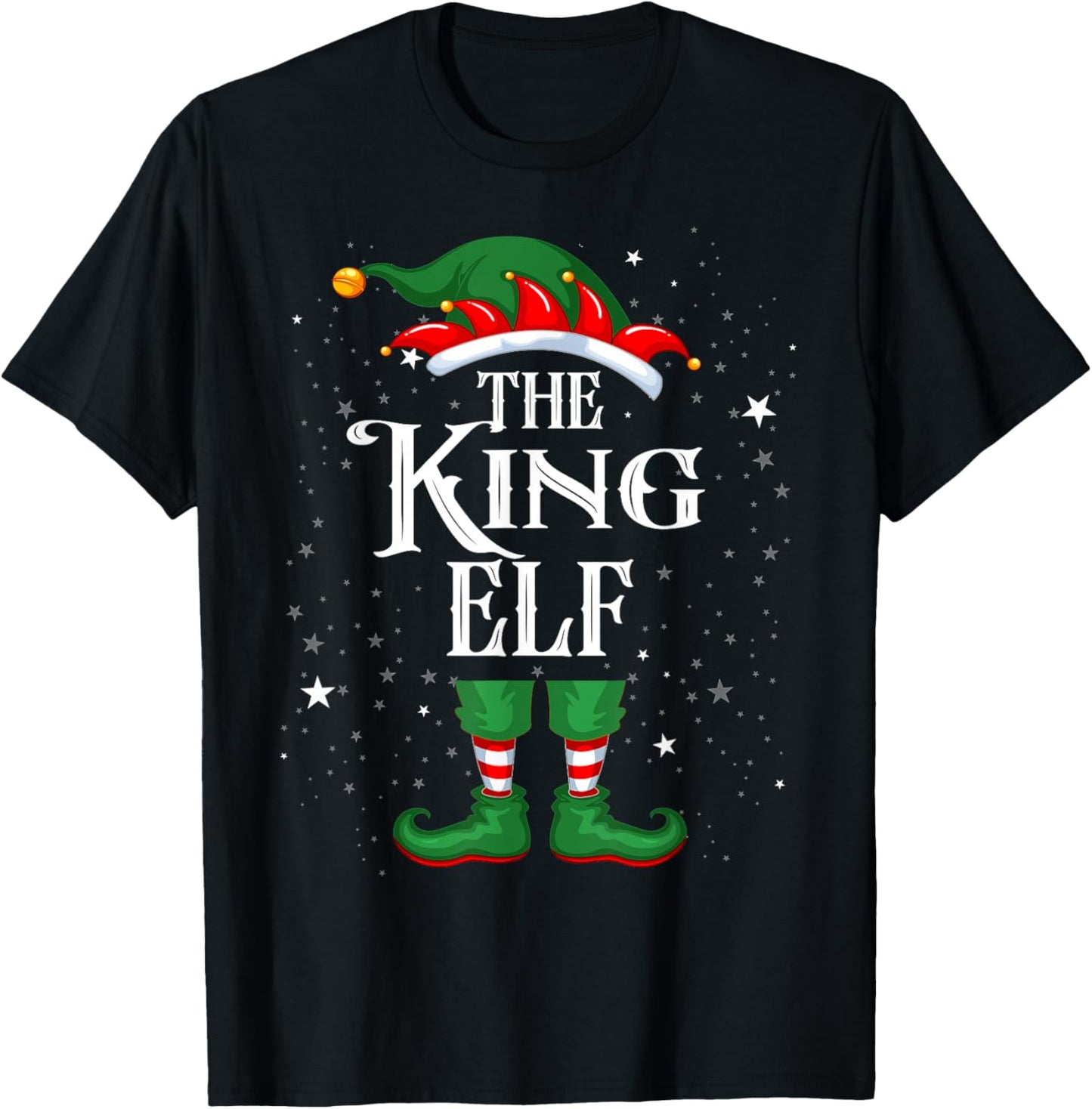 Christmas Elf Matching Family Group Funny The King Elf T-Shirt - T-Shirt | Black