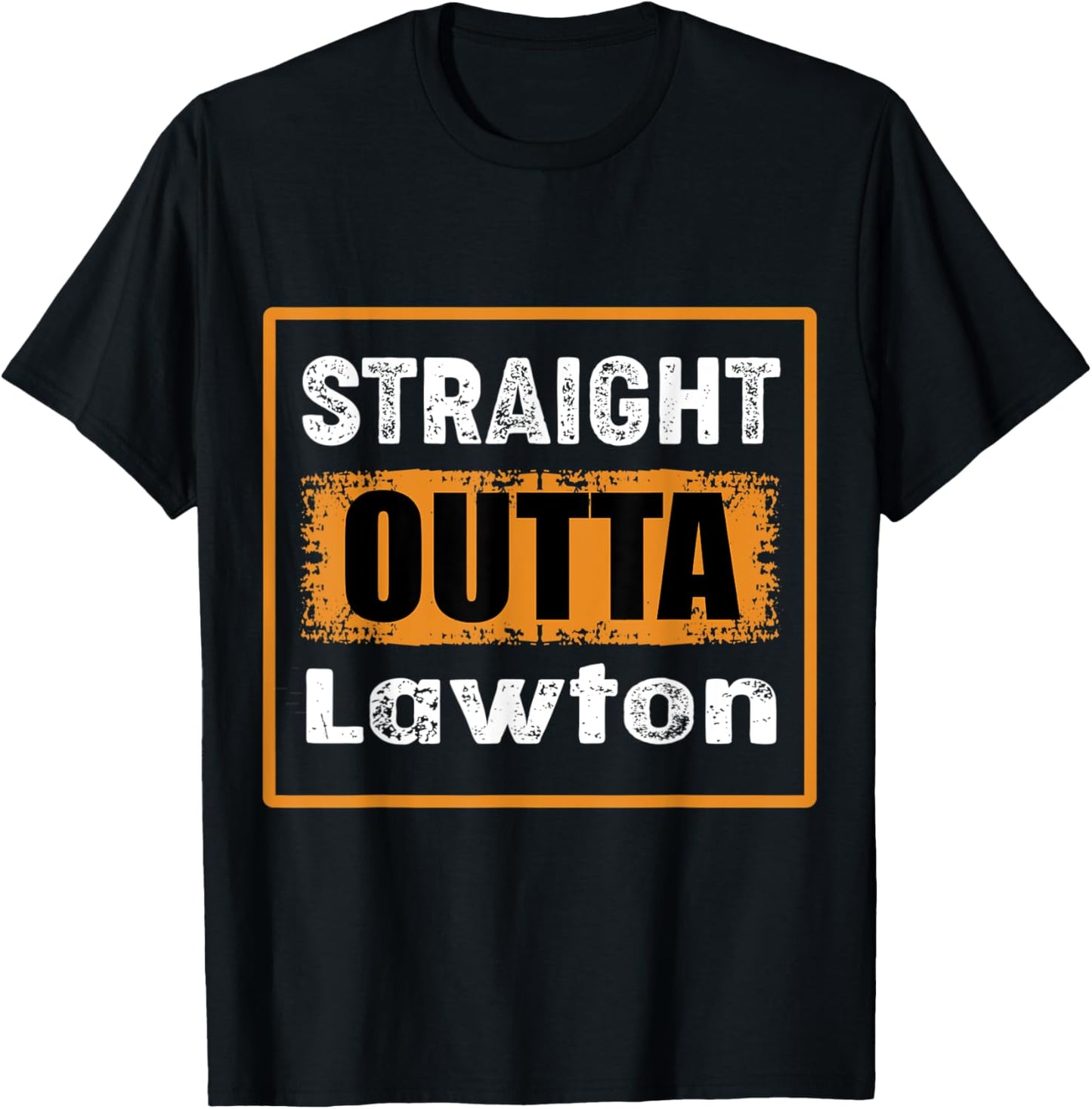 Straight Outta Lawton Oklahoma USA Retro Distressed Vintage T-Shirt - T-Shirt | Black