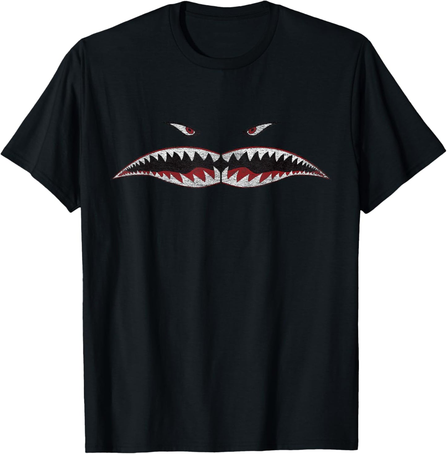 Shark Teeth Nose Art Warhawk P-40 A-10 Warthog War Plane T-Shirt - T-Shirt | Black