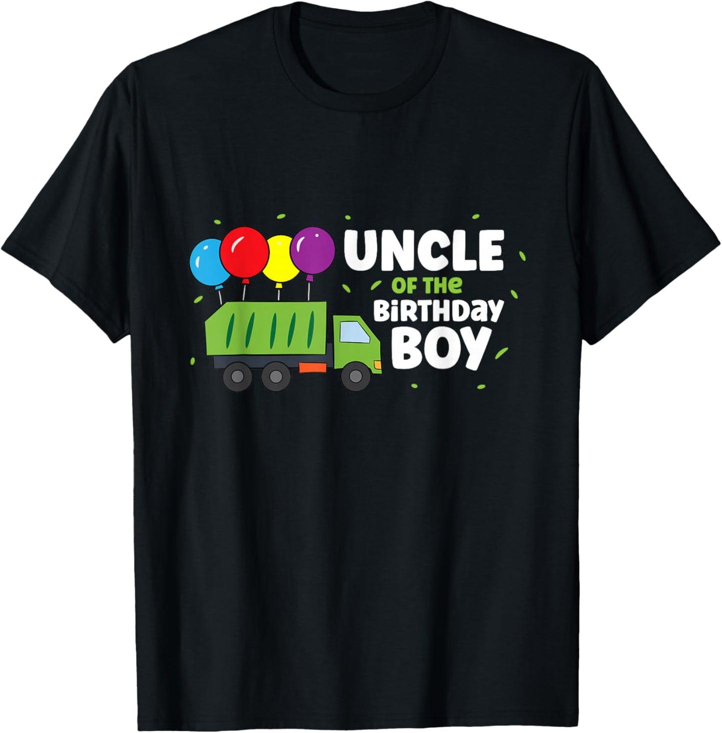Uncle of The Birthday Boy Garbage Truck T-Shirt - T-Shirt | Black