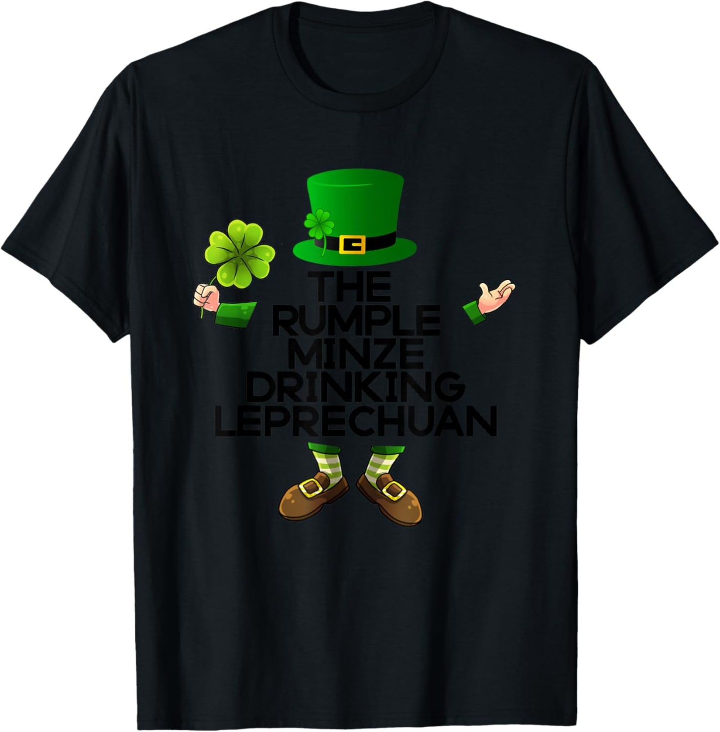 The Rumple Minze Drinking Leprechuan Irish St Patricks Green T-Shirt - T-Shirt | Black