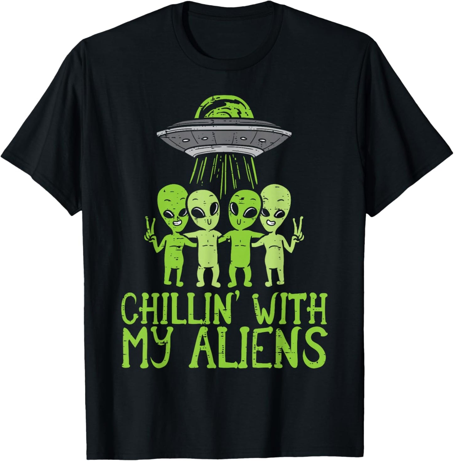 Chillin With My Aliens Group Toddler Boys Halloween Kids T-Shirt - T-Shirt | Black