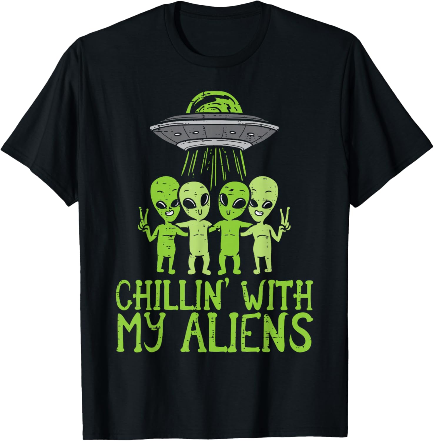 Chillin With My Aliens Group Toddler Boys Halloween Kids T-Shirt - T-Shirt | Black