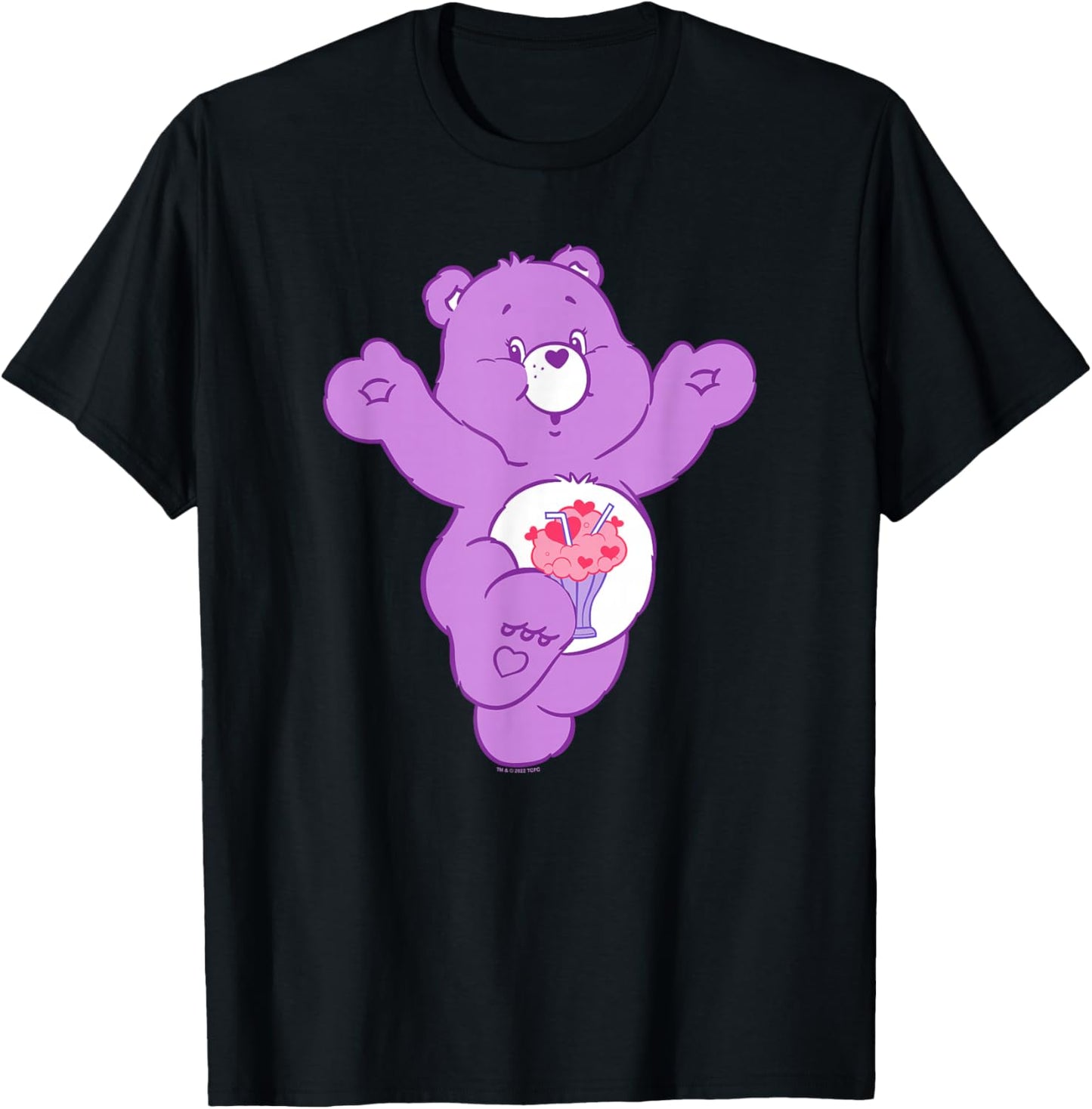 Care Bears Share Bear Milkshake Belly Badge Portrait T-Shirt - T-Shirt | Black