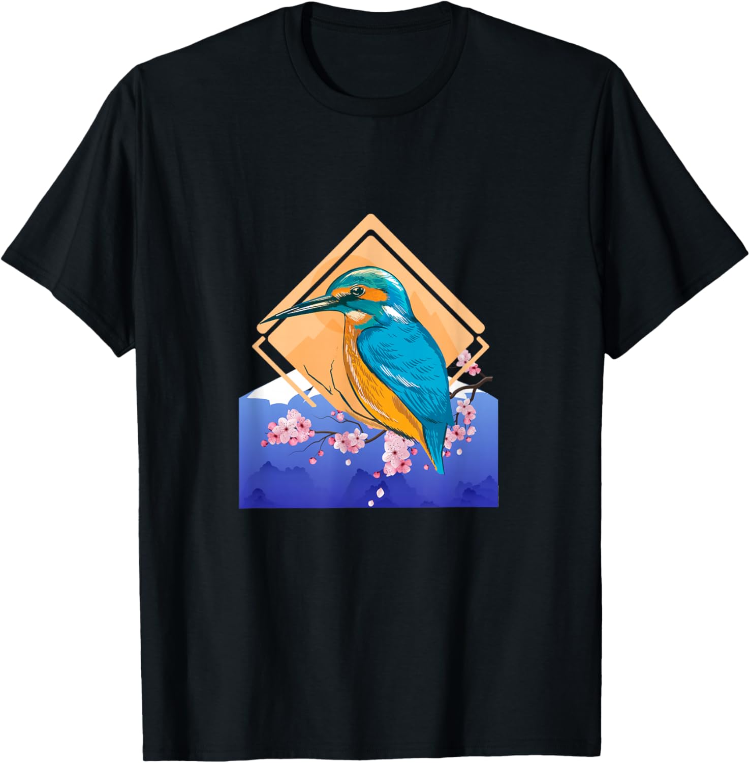 King Fisher Set Over Mountain in Spring T-Shirt - T-Shirt | Black