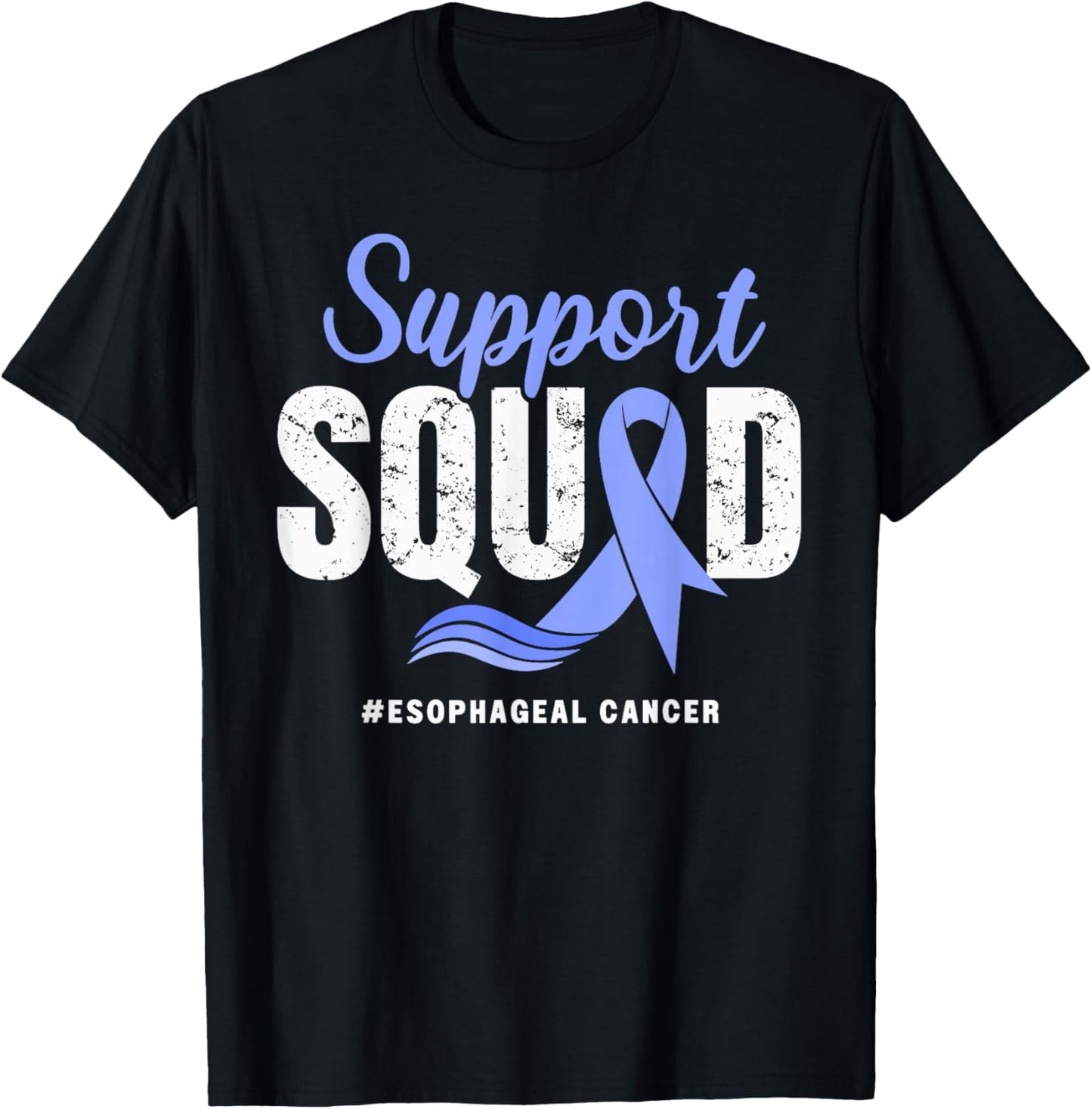 Esophageal Cancer Support Squad Periwinkle Ribbon awareness T-Shirt - T-Shirt | Black