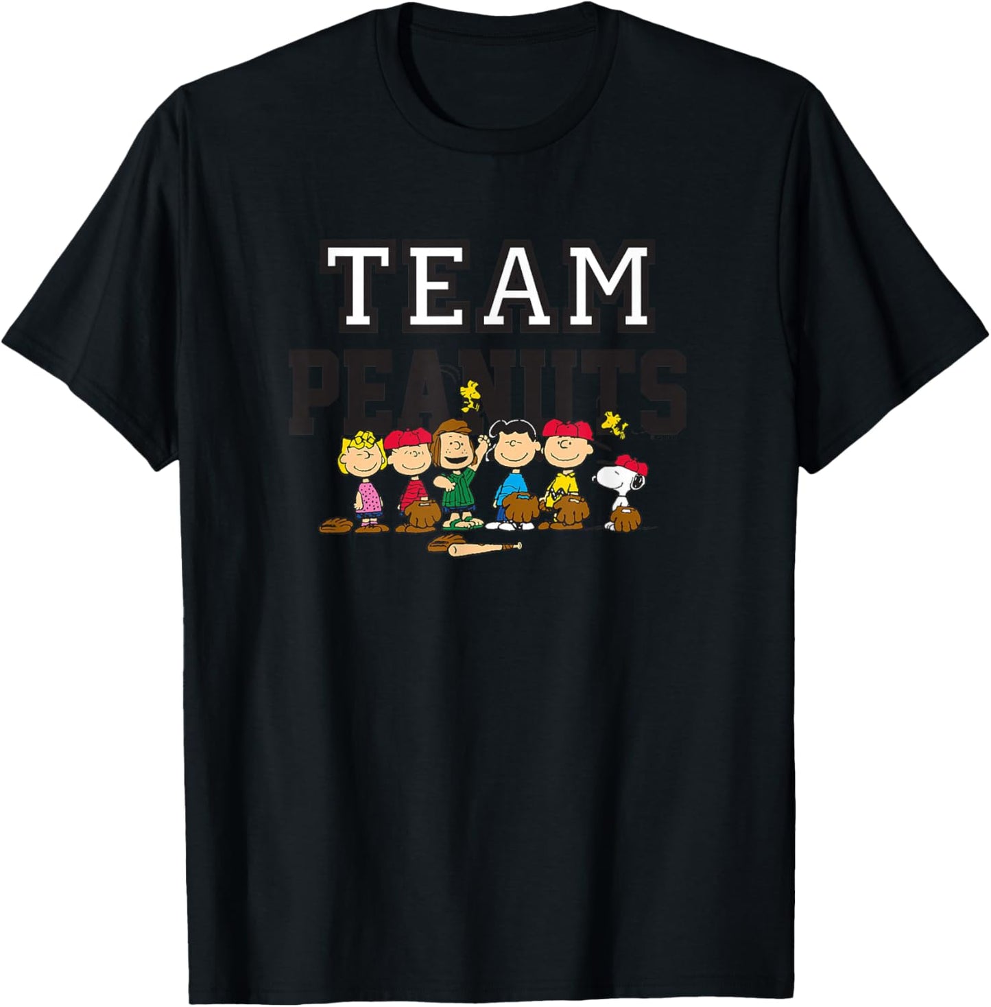 Peanuts - Baseball Team Group T-Shirt - T-Shirt | Black