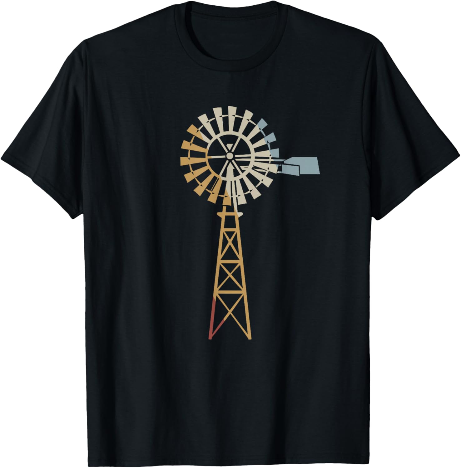 Windmill Retro Style Vintage T-Shirt - T-Shirt | Black