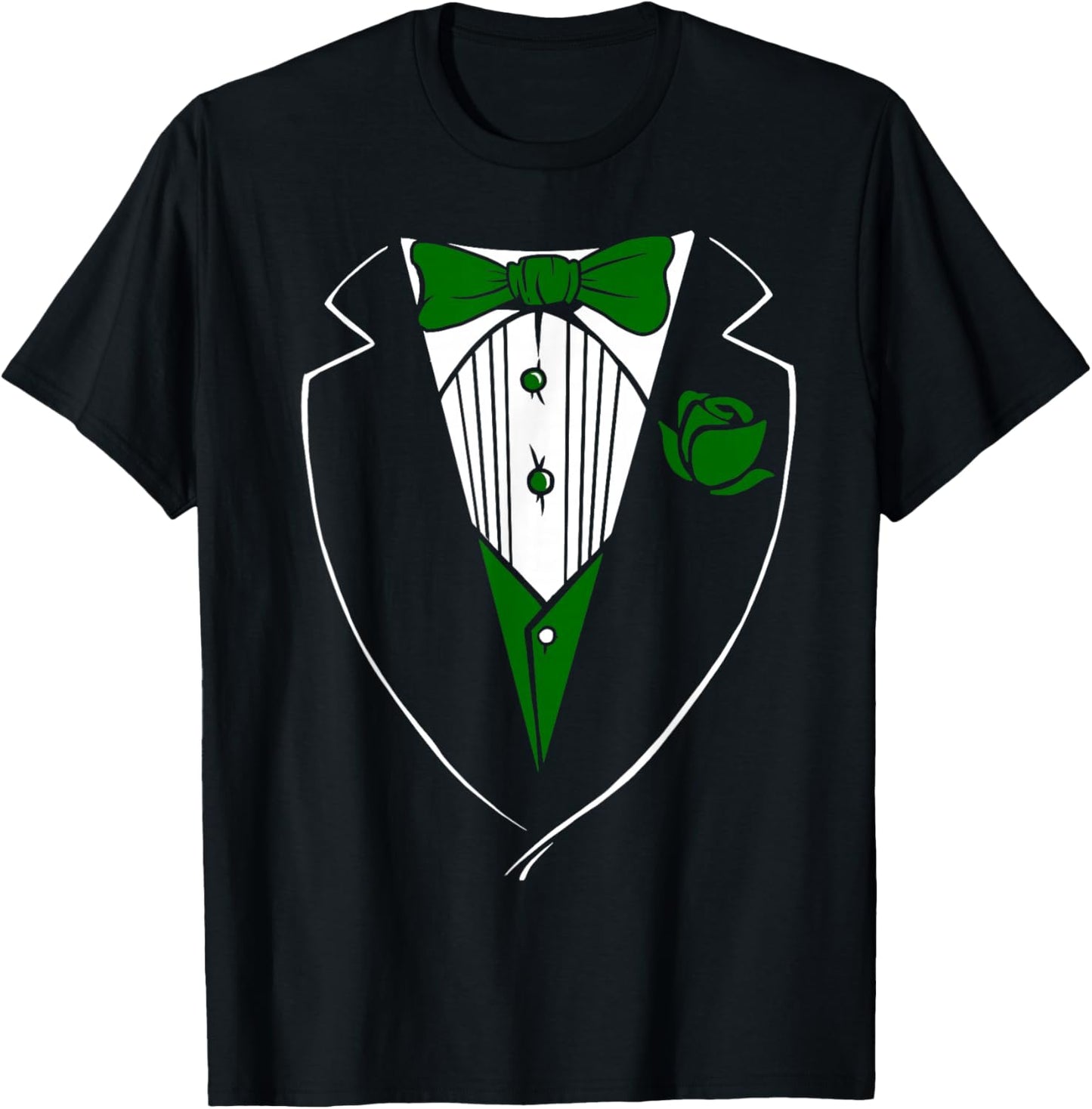 Tuxedo T Shirt with Green Bow & Boys T-Shirt - T-Shirt | Black