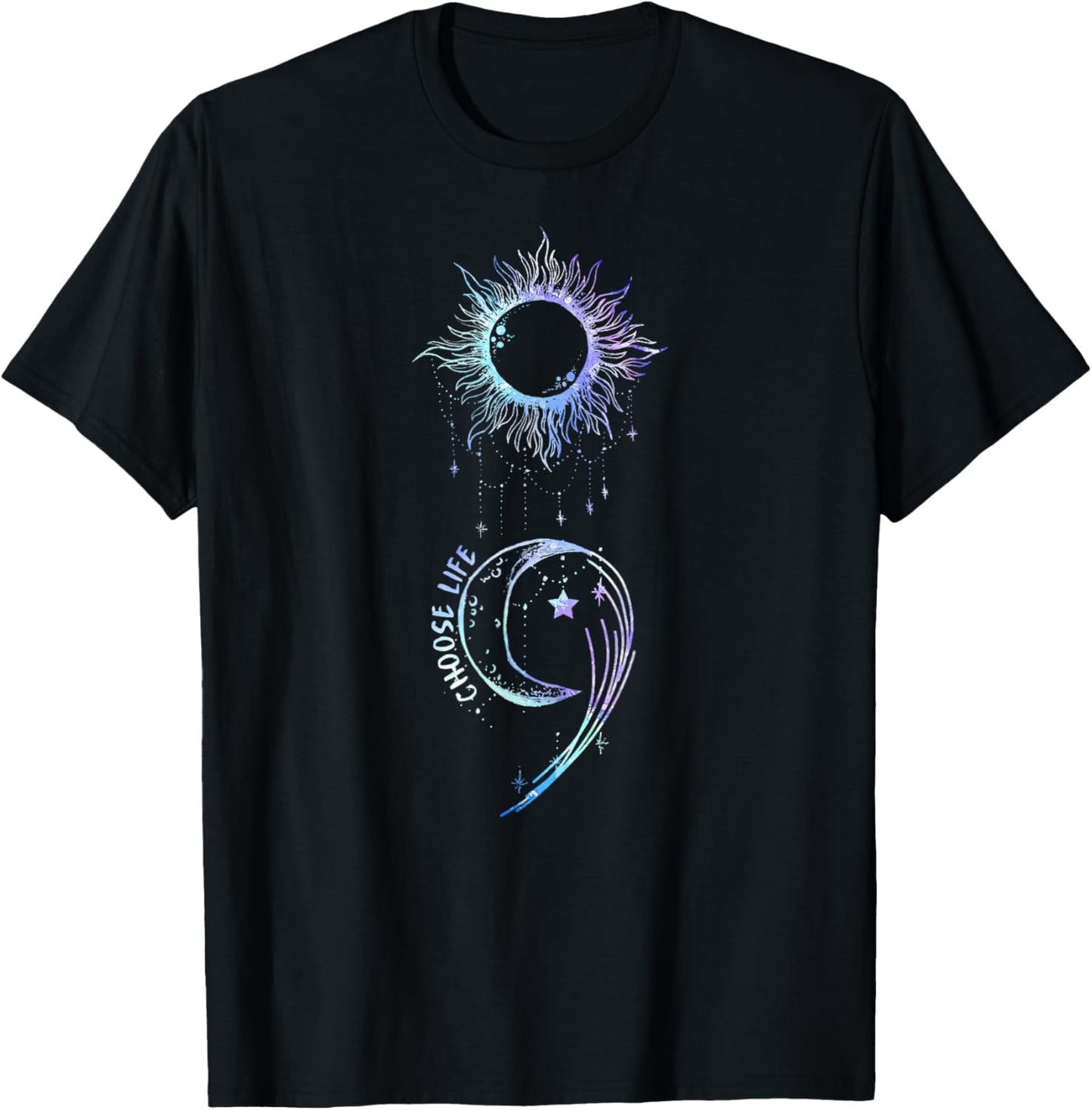 Suicide Prevention Awareness Choose Life Semicolon Gothic T-Shirt - T-Shirt | Black