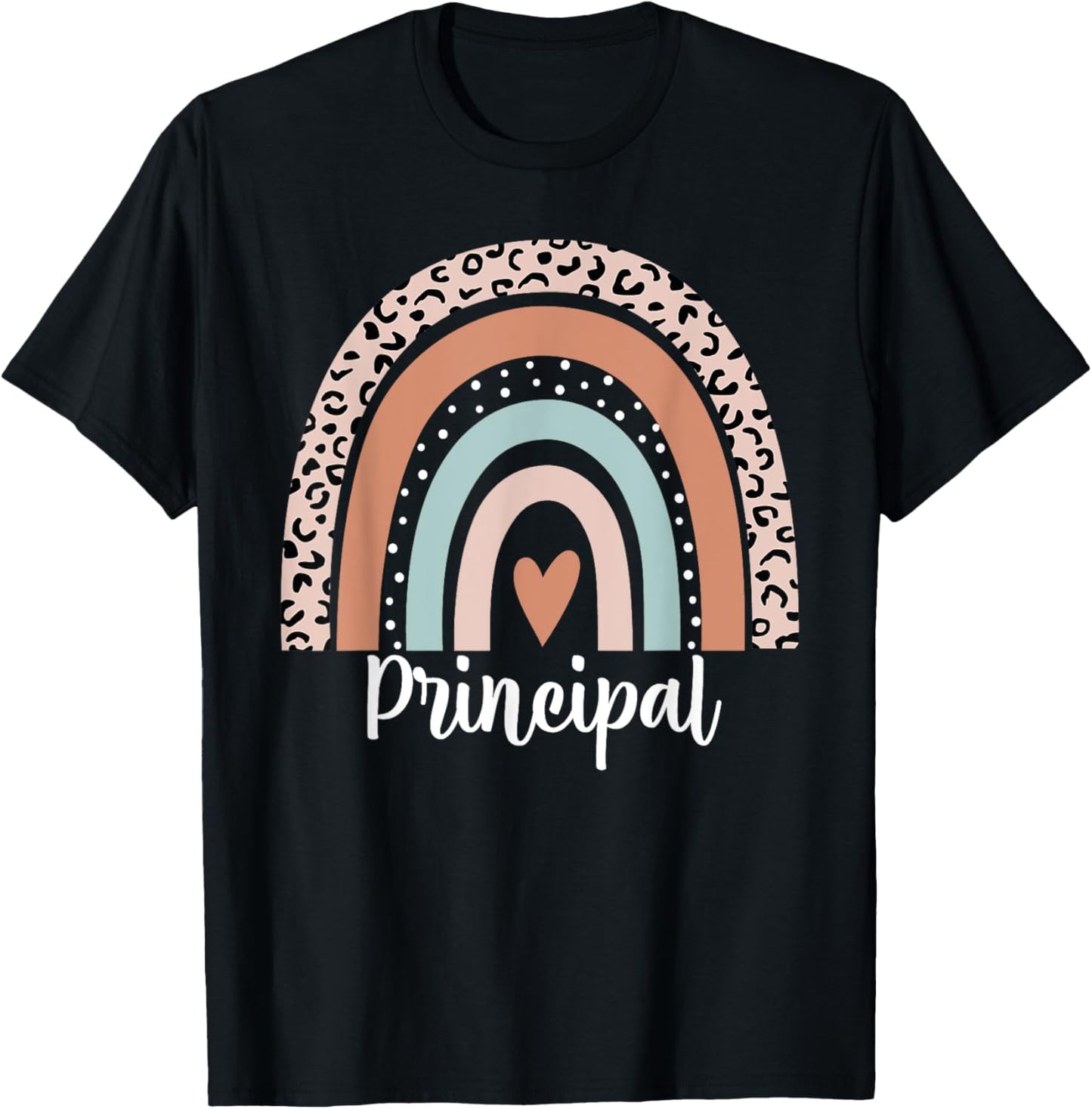 Principal Rainbow Leopard Funny Principal Appreciation T-Shirt - T-Shirt | Black