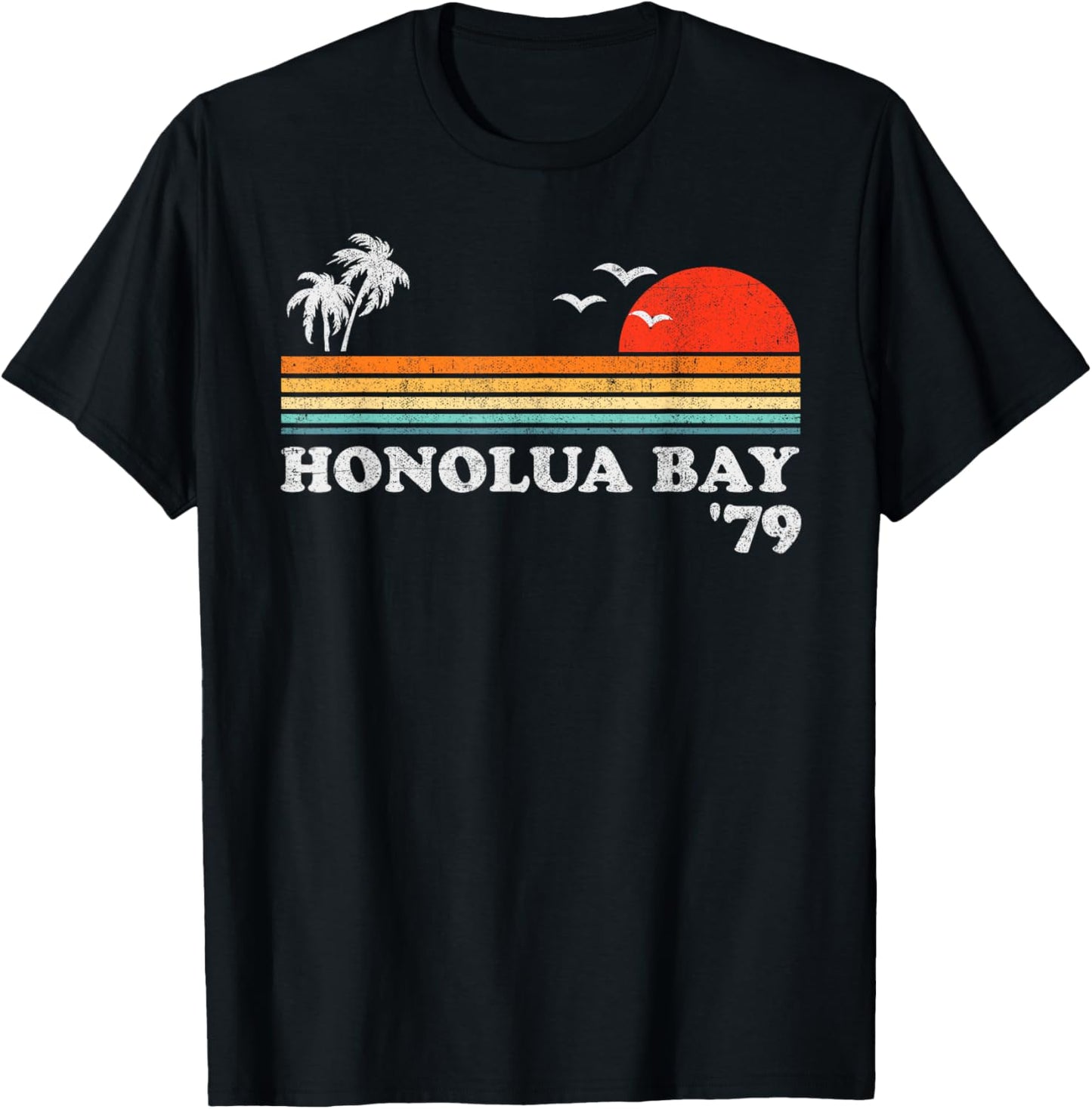 Vintage Honolua Bay Maui Hawaii Beach Retro Sunset Surf 70's Women Girls Kids T-Shirt - T-Shirt | Black