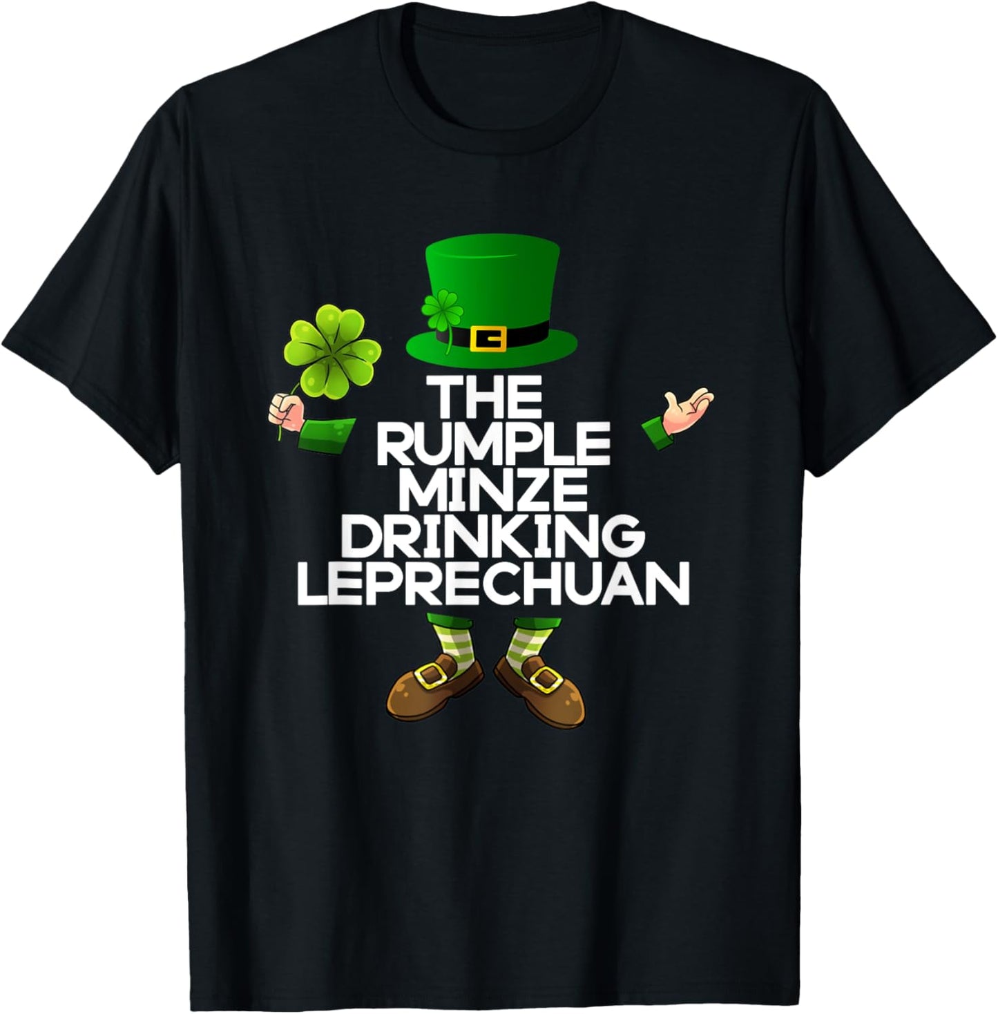 The Rumple Minze Drinking Leprechuan Irish St Patricks Green T-Shirt - T-Shirt | Black