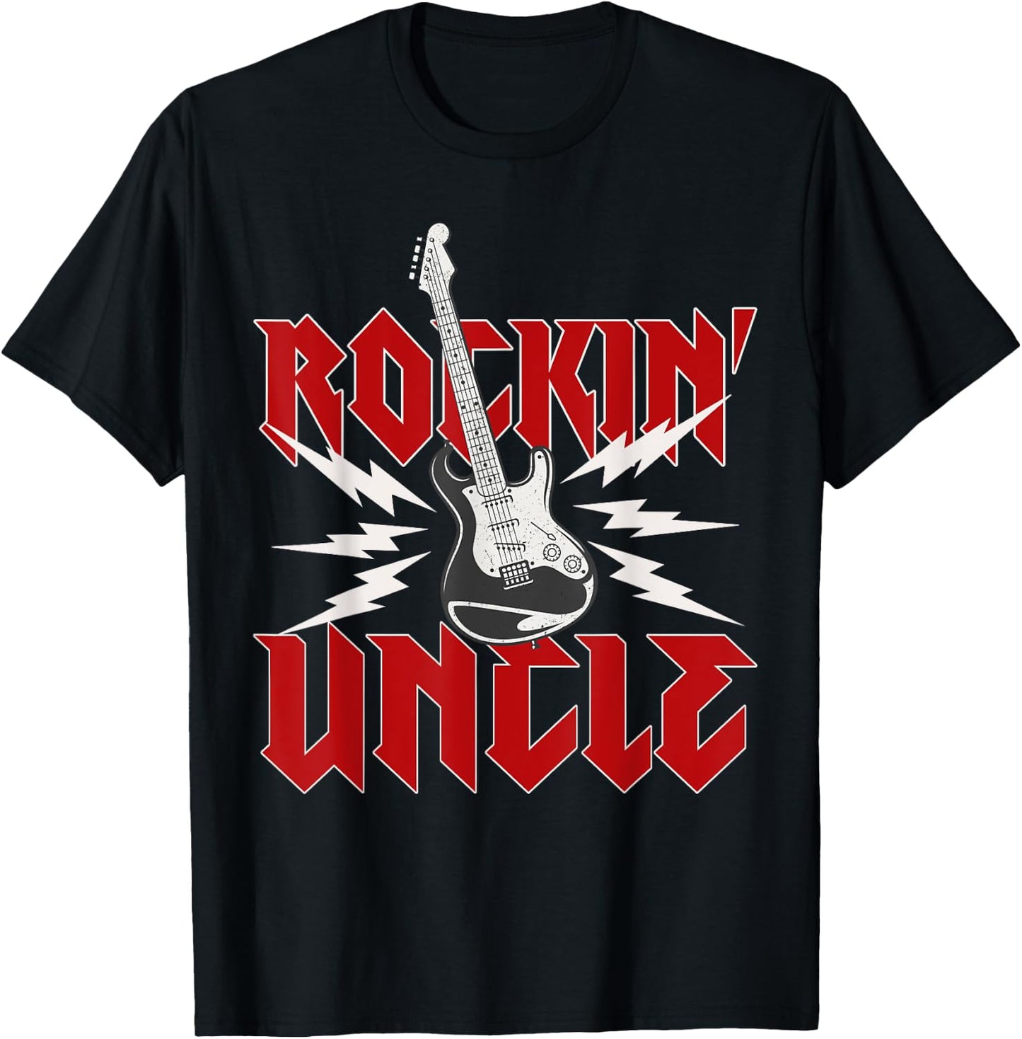 Uncle Rockin One Birthday Family Matching Rock Guitar T-Shirt - T-Shirt | Black
