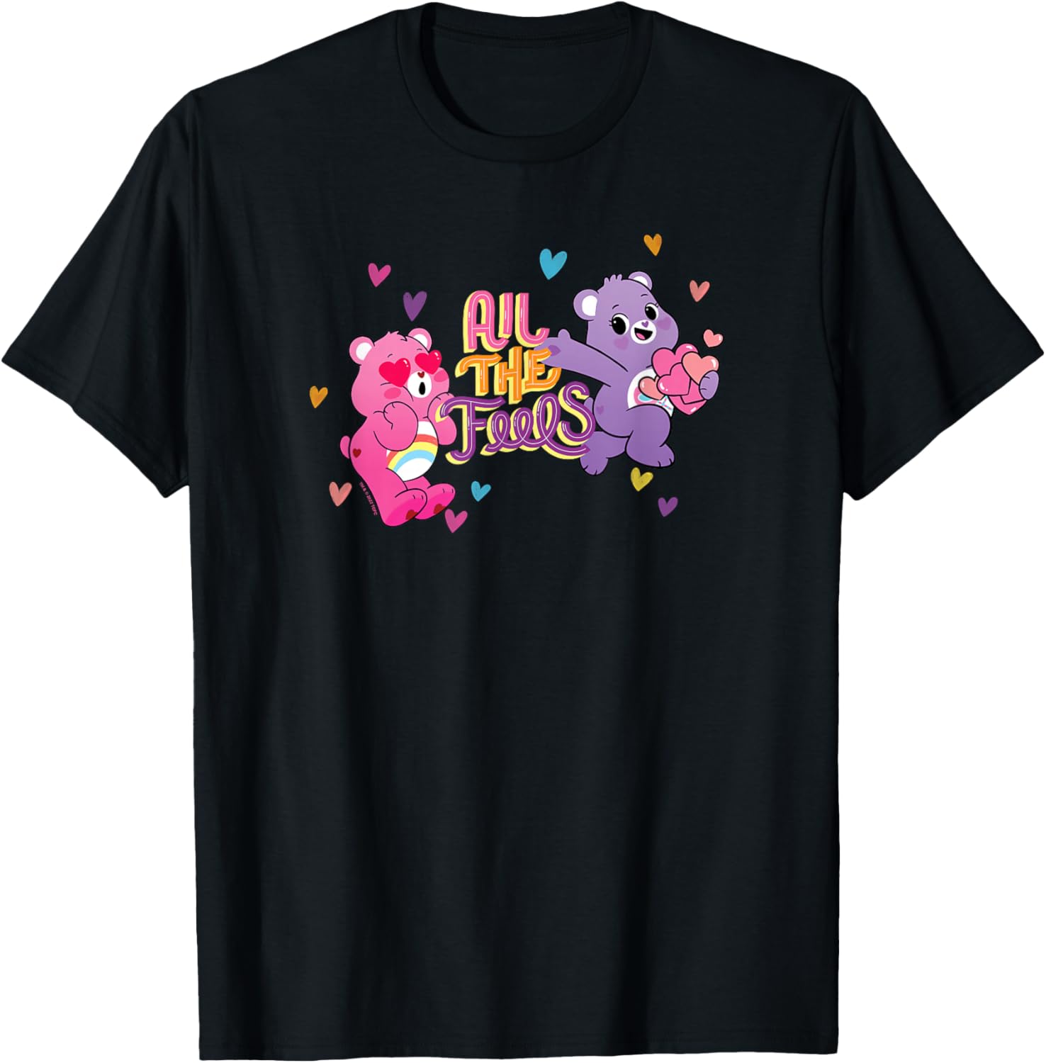 Care Bears Valentine's Day Cheer & Share Bear All The Feels T-Shirt - T-Shirt | Black