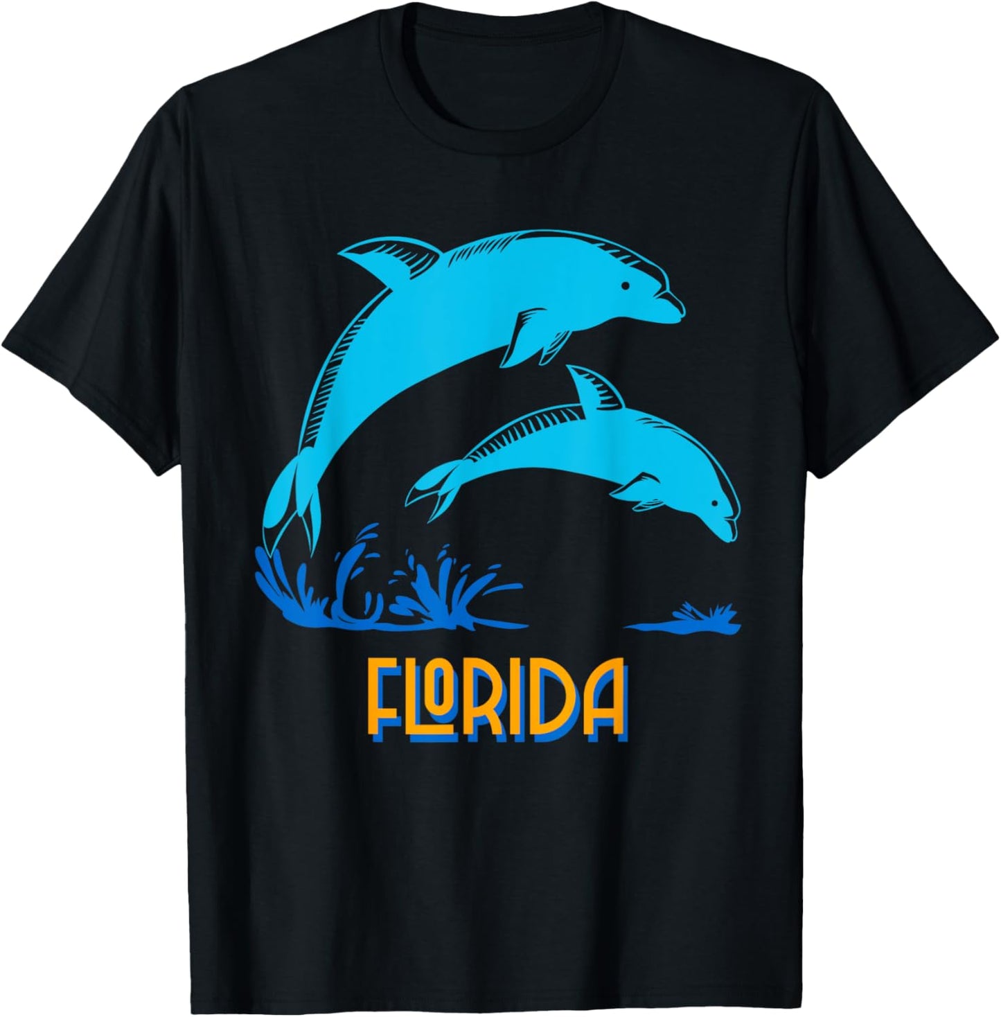 Florida Beach Vacation Dolphin Lover Ocean Animal Dolphins Men Women Girls Kids T-Shirt - T-Shirt | Black