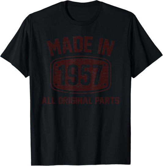 65 Years Old Made in 1957 All Original Parts 65th Birthday T-Shirt - T-Shirt | Black