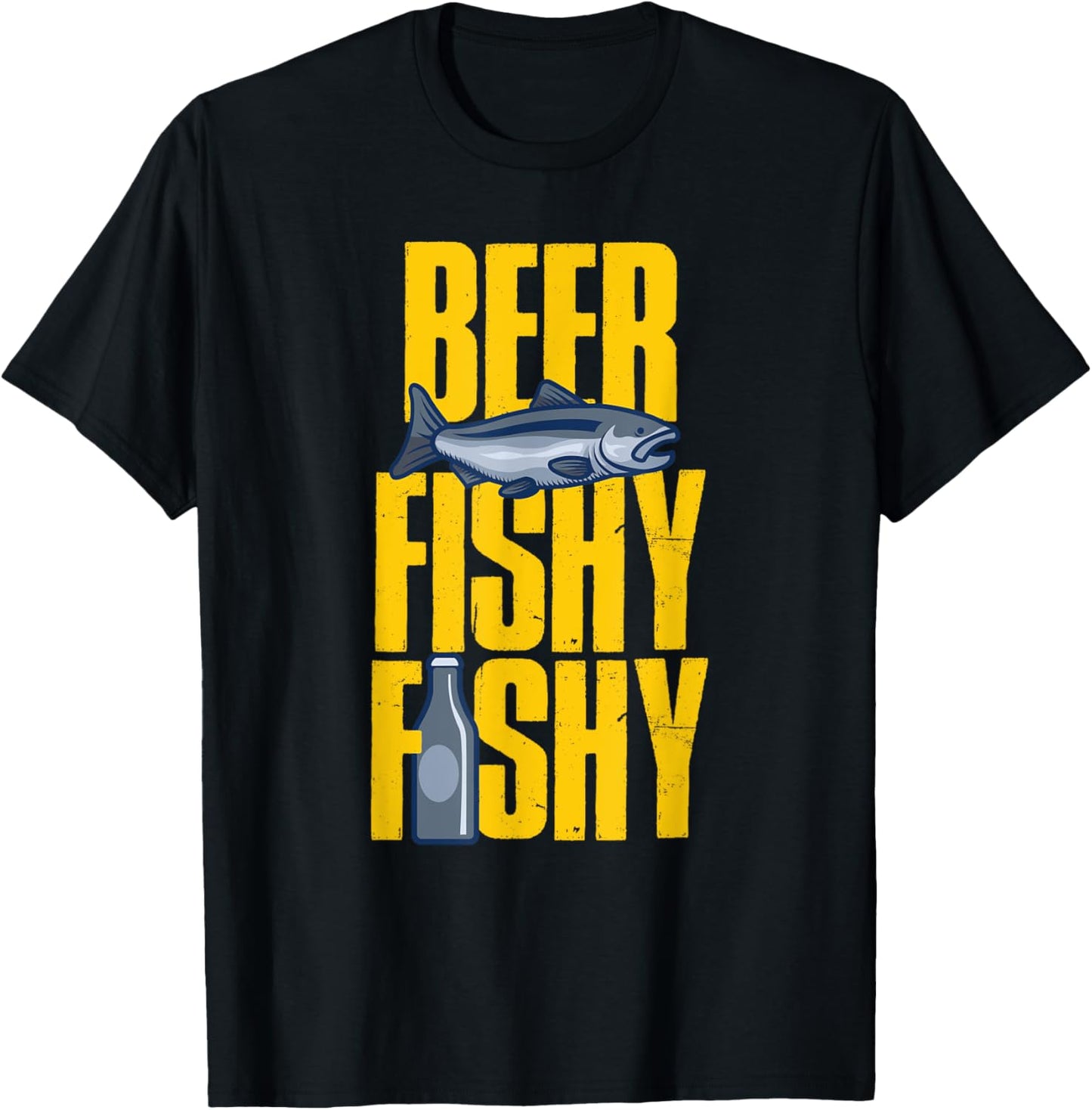 Beer Fishy Fishy Design For Fishing Lovers T-Shirt - T-Shirt | Black