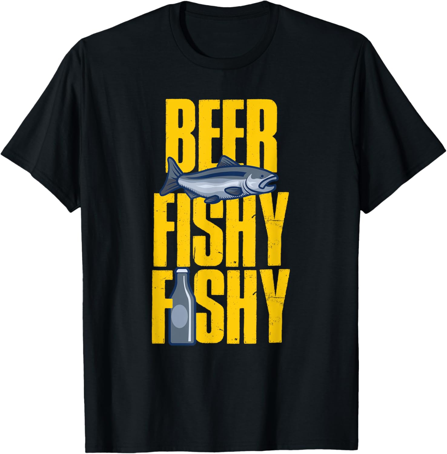 Beer Fishy Fishy Design For Fishing Lovers T-Shirt - T-Shirt | Black
