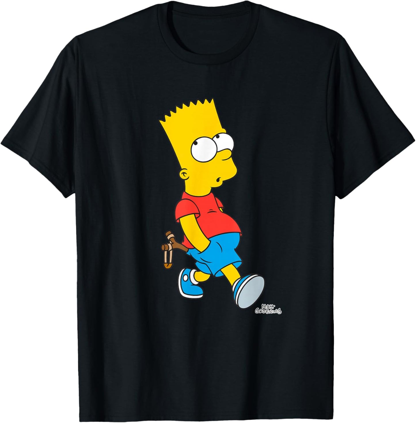 The Simpsons Bart Simpson with Slingshot T-Shirt - T-Shirt | Black