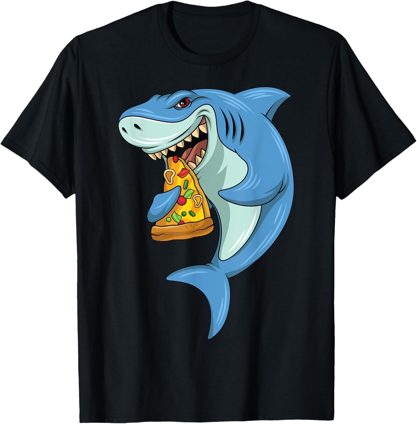 Shark Pizza Shark Eating Pizza Shark And Pizza T-Shirt - T-Shirt | Black