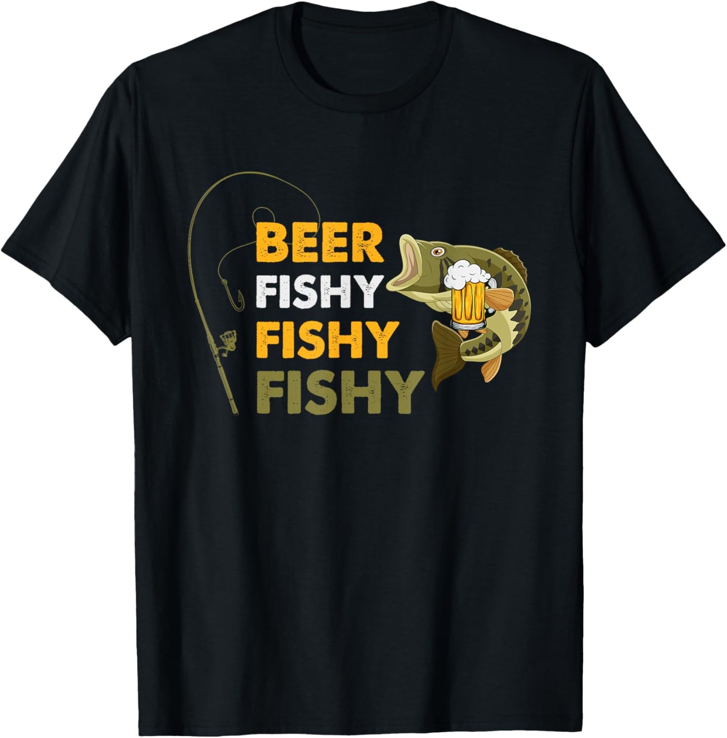 Beer Fishy Fishy Fishing Lover Fisherman Retro Vintage T-Shirt - T-Shirt | Black