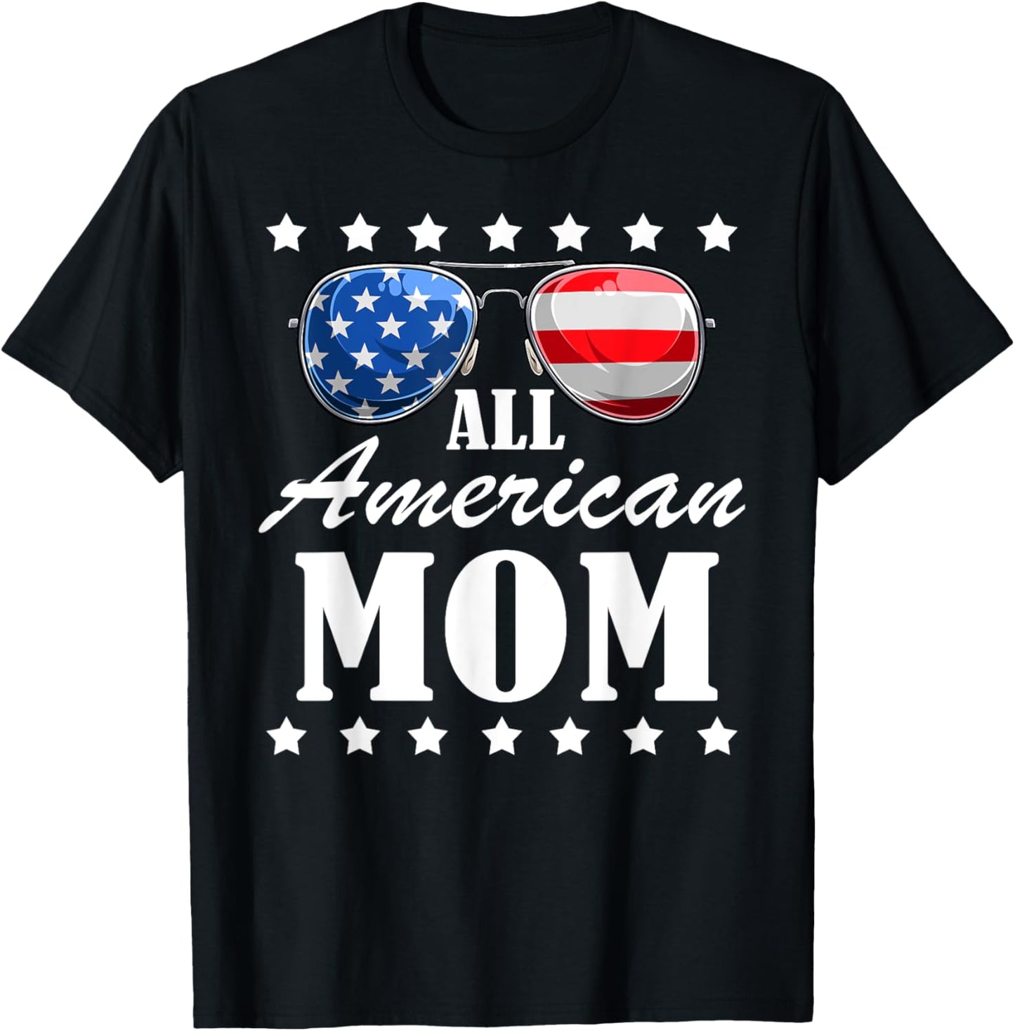 4th July American Mom Independence Day Patriot USA T-Shirt - T-Shirt | Black