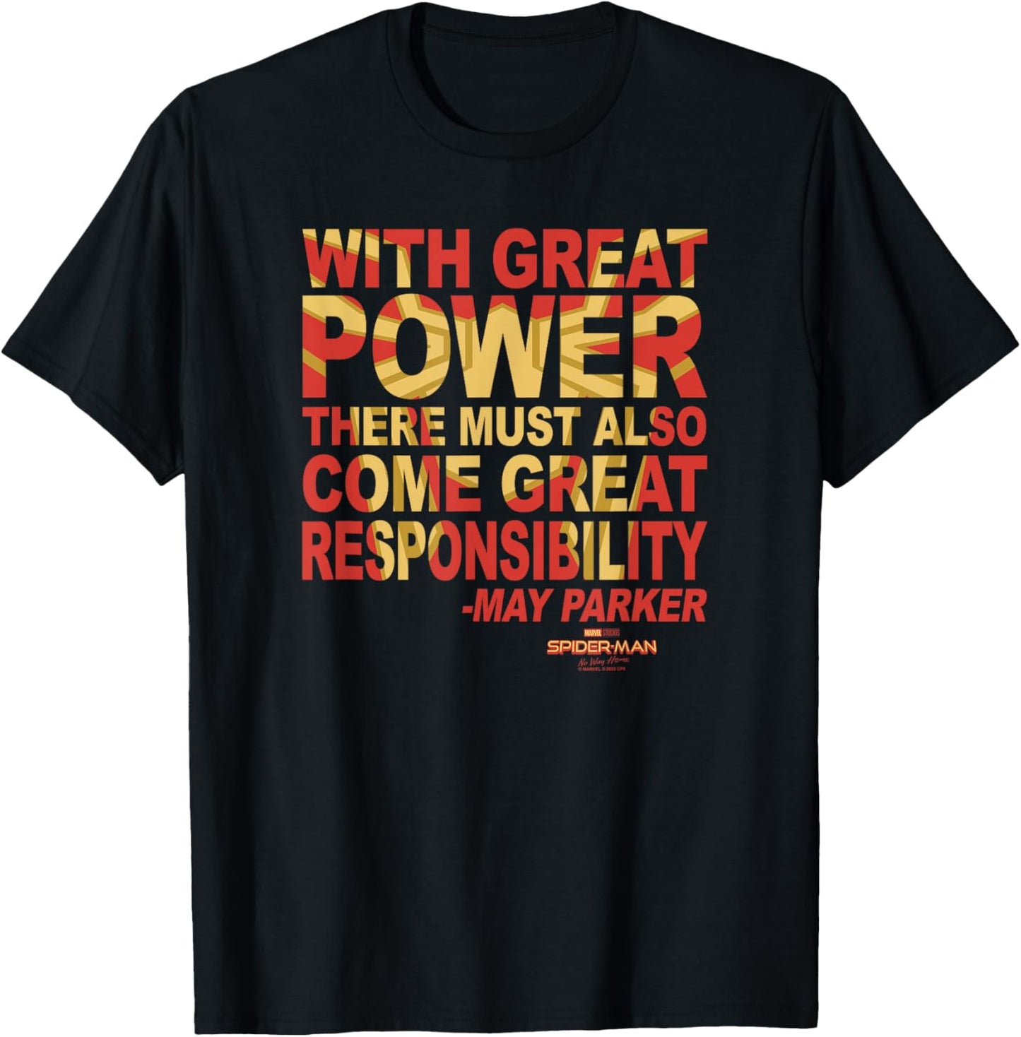 Marvel Spider-Man No Way Home Great Responsibility Quote T-Shirt - T-Shirt | Black