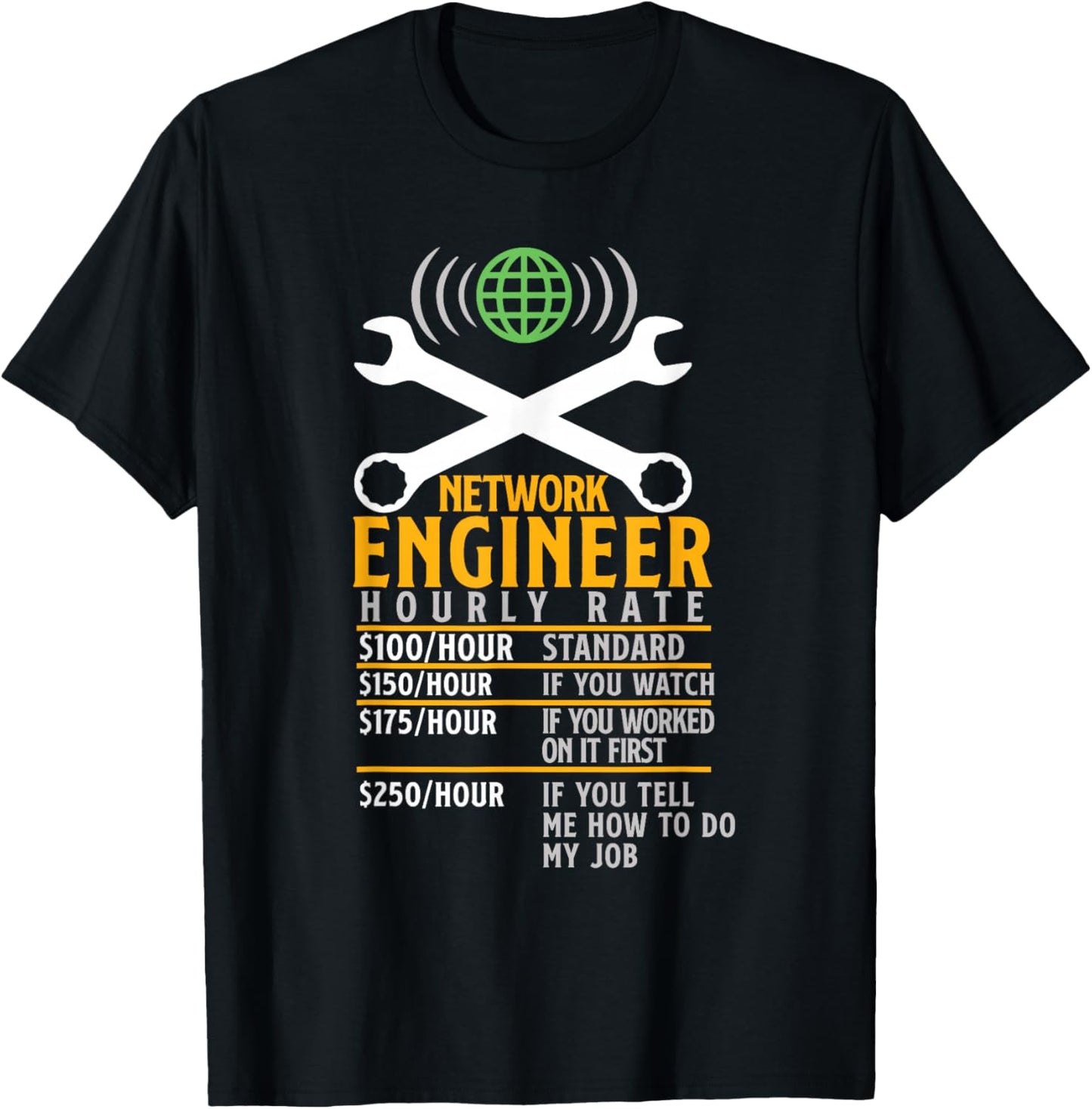 Network Engineer Hourly Rate joke System Admin T-Shirt - T-Shirt | Black