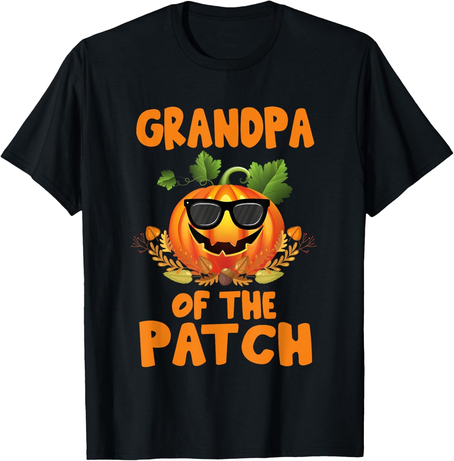 Pumpkin Grandpa of the Patch Family Halloween Costume T-Shirt - T-Shirt | Black