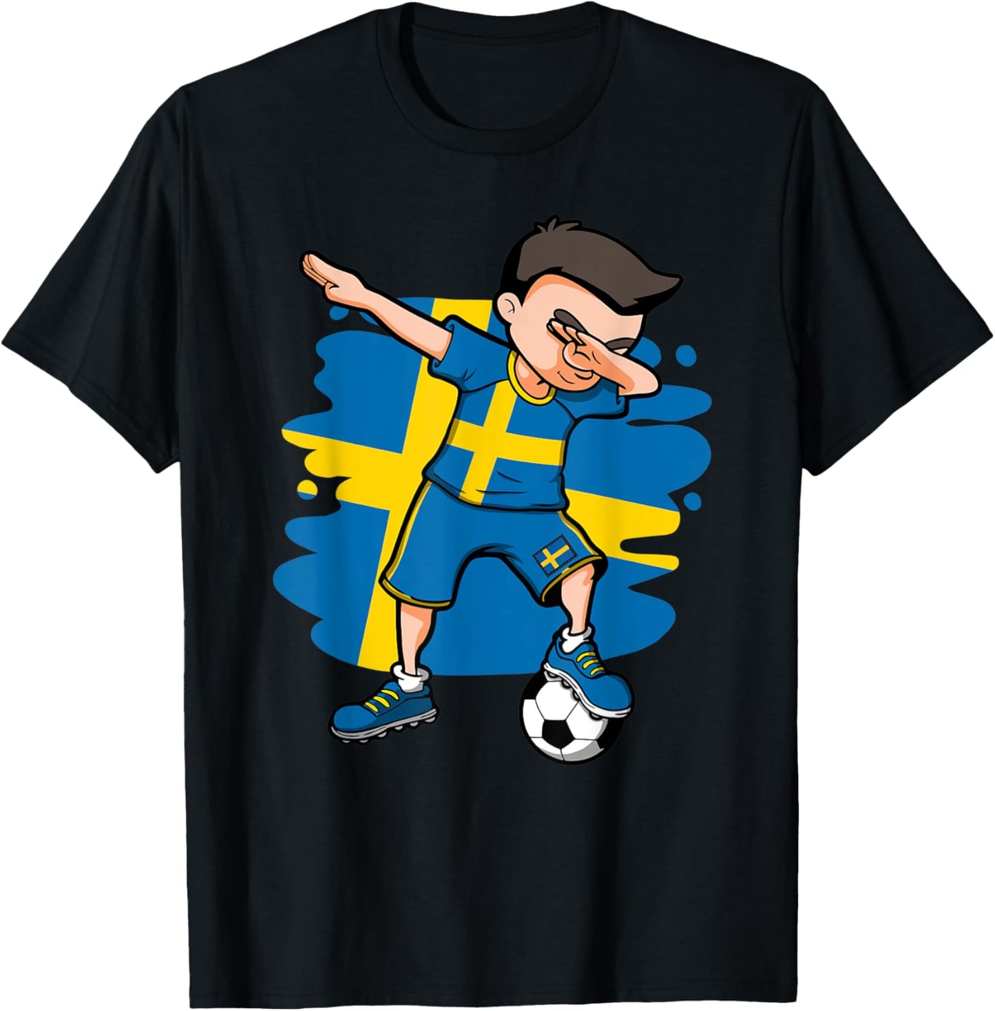 Dabbing Soccer Boy - Sweden Jersey Swedish Football Fans T-Shirt - T-Shirt | Black