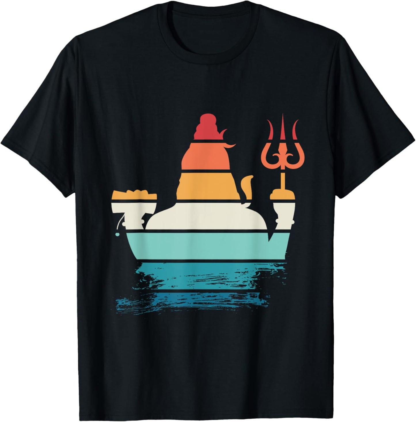 Retro Shiva Hindu Hinduism India Buddhism Ganesha Religion T-Shirt - T-Shirt | Black