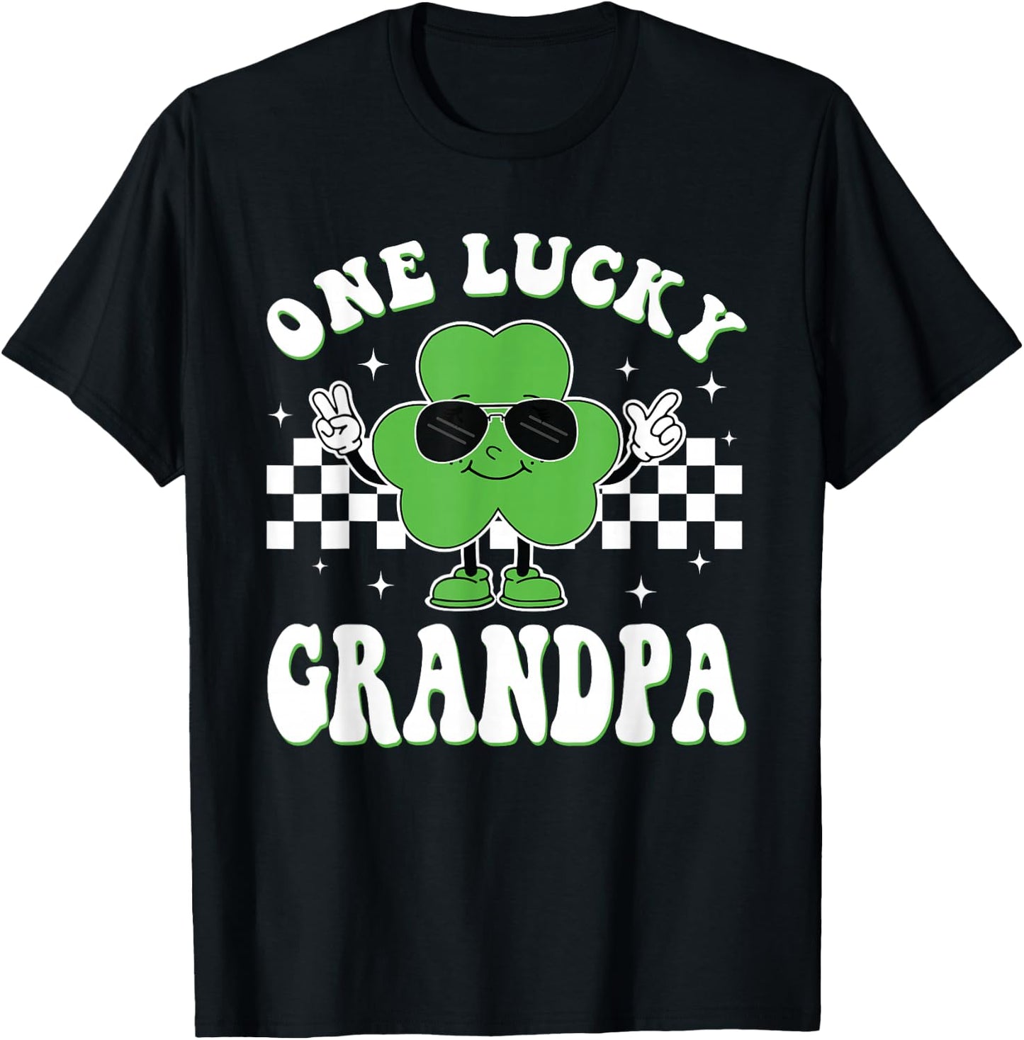 One Lucky Grandpa St Patrick's Day Irish Grandpa Shamrock T-Shirt - T-Shirt | Black